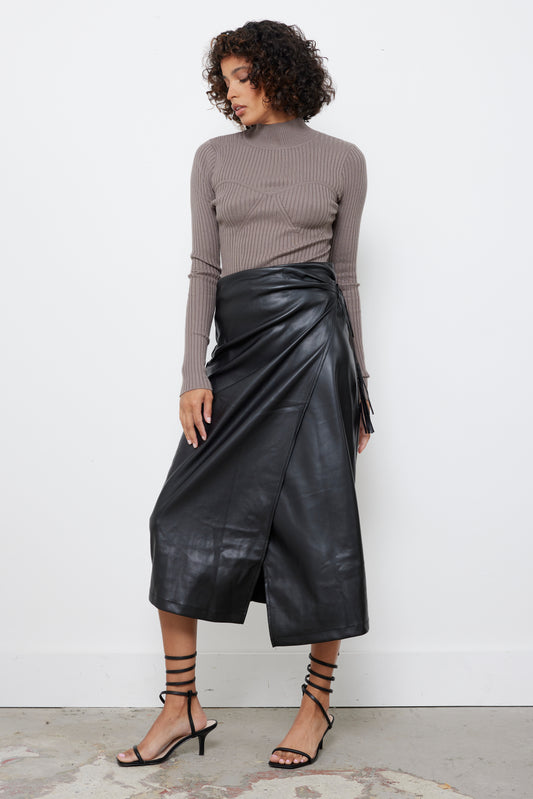 No Regrets Black Leather Skirt