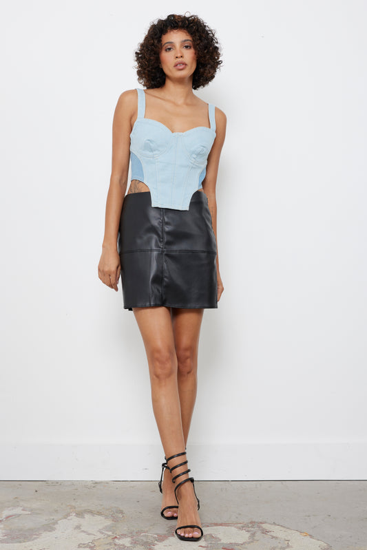 Blocking You Denim Corset Top