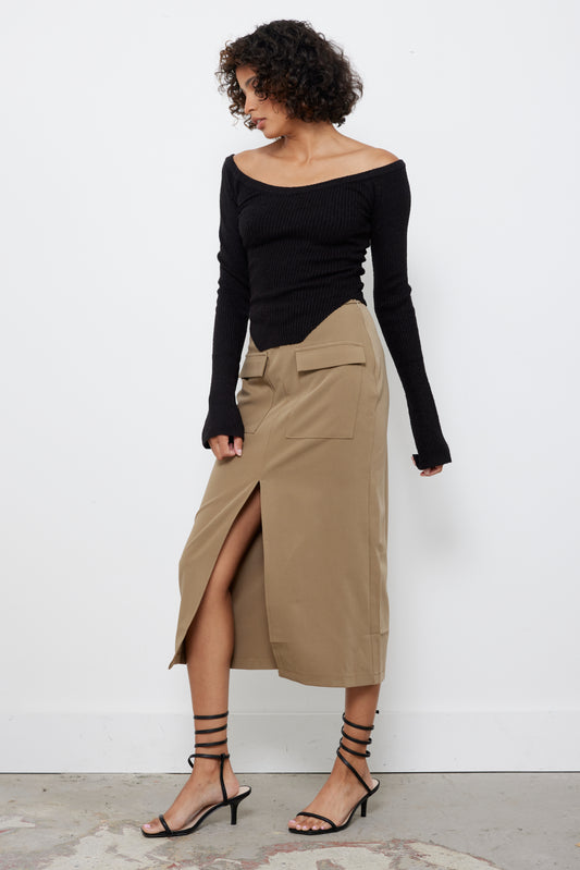Get Used To It Lt Brown Skirt