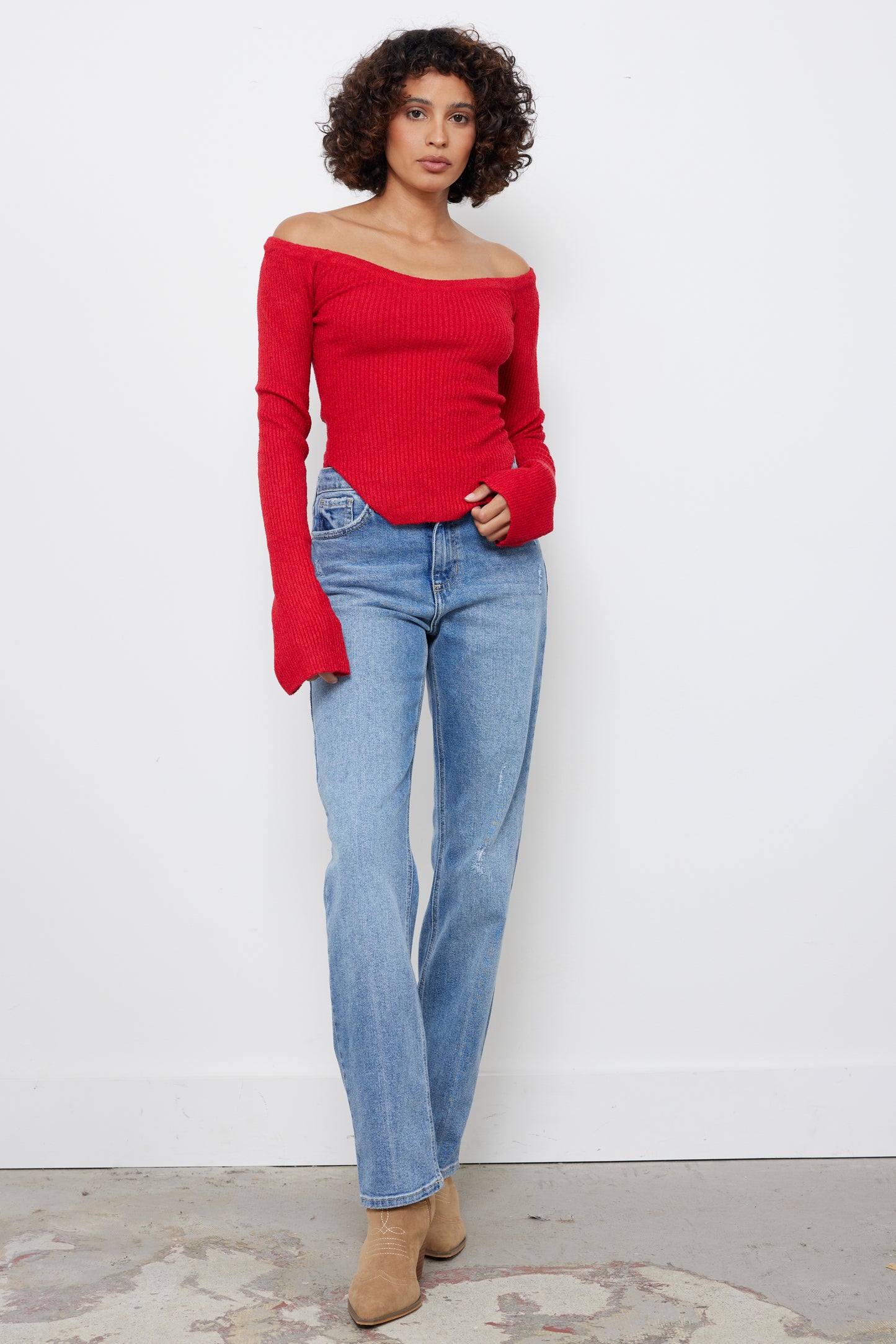 Offly Nice Red Knit Top