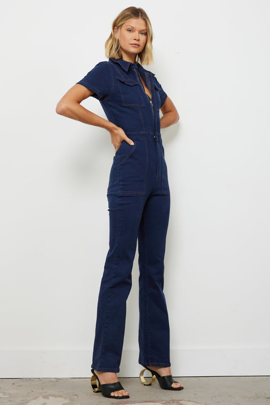 Lucky For Me Navy Jumpsuit