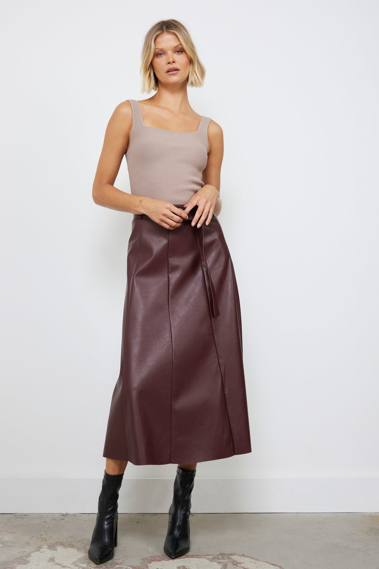 Autumn Vibes Merlot Leather Skirt