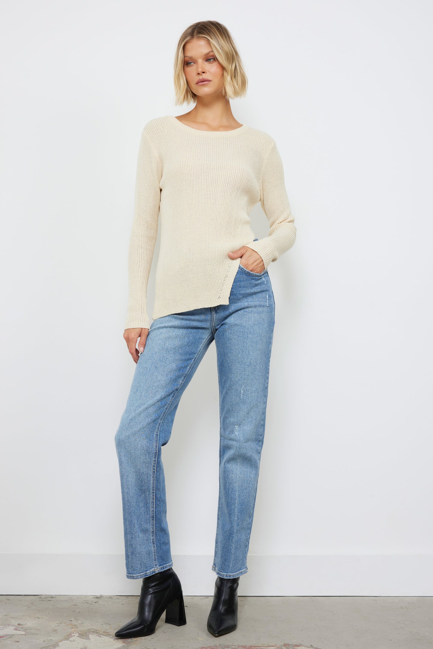 Slay All Day Natural Knit Top