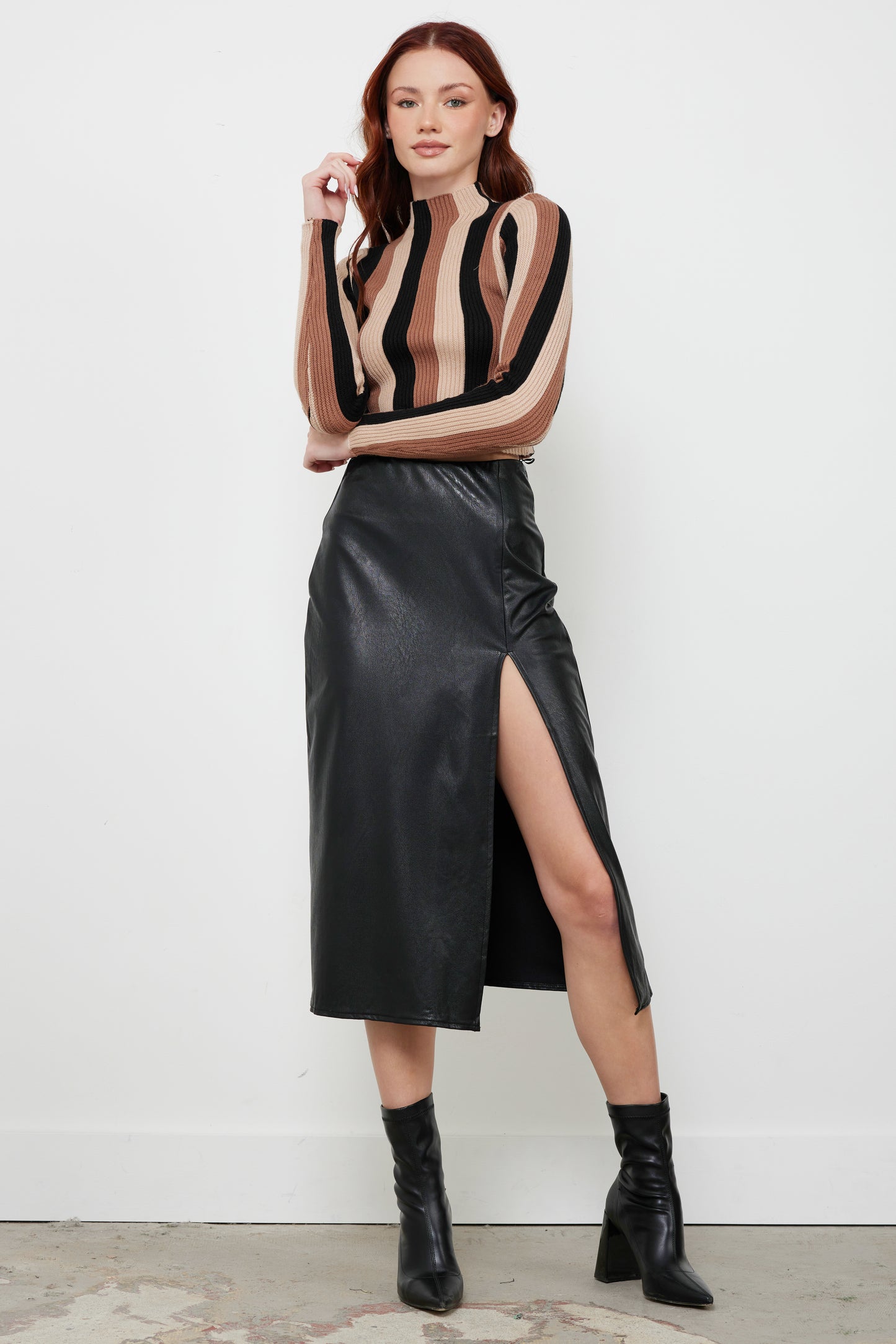 Maneater Black Leather Skirt