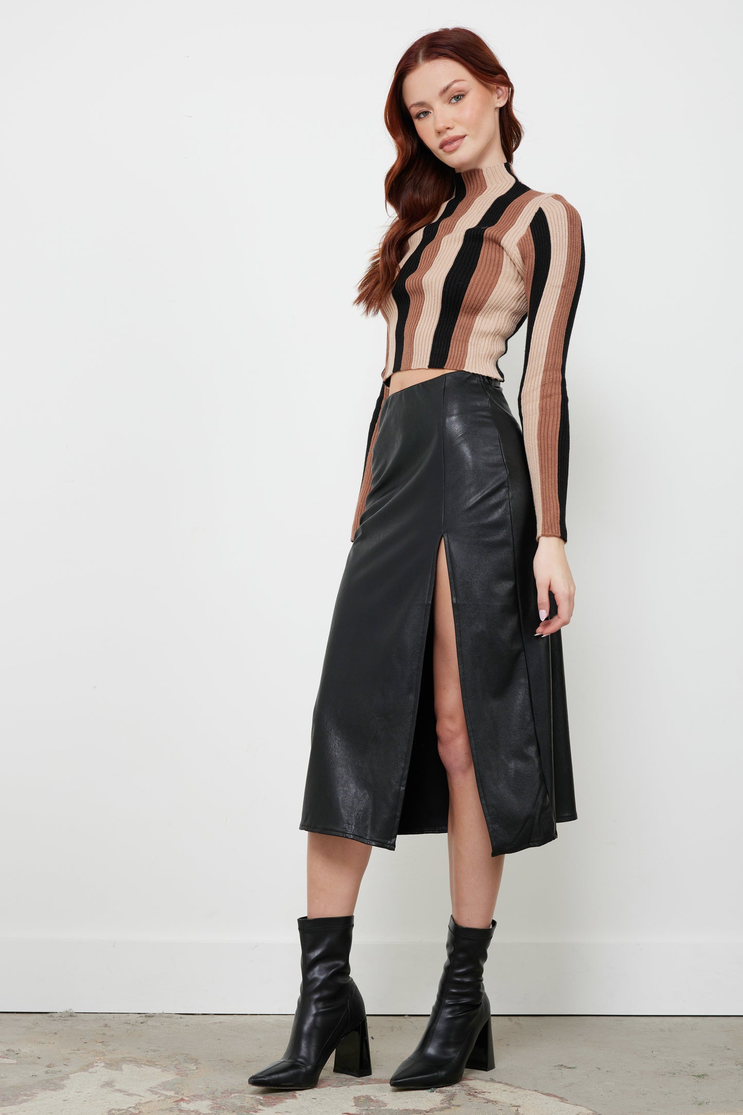 Maneater Black Leather Skirt