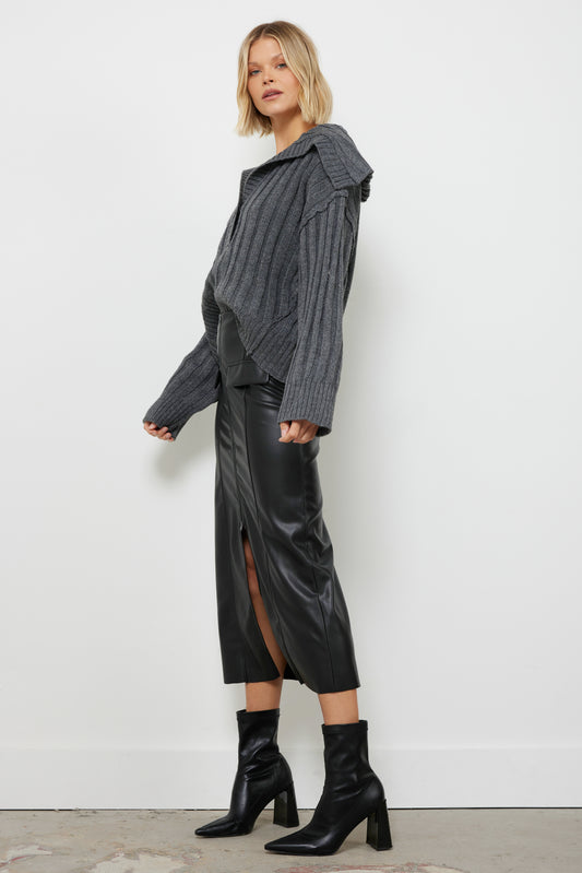Look Both Ways Black Leather Skirt