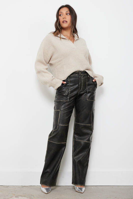 Not The One Vintage Wash Leather Pants