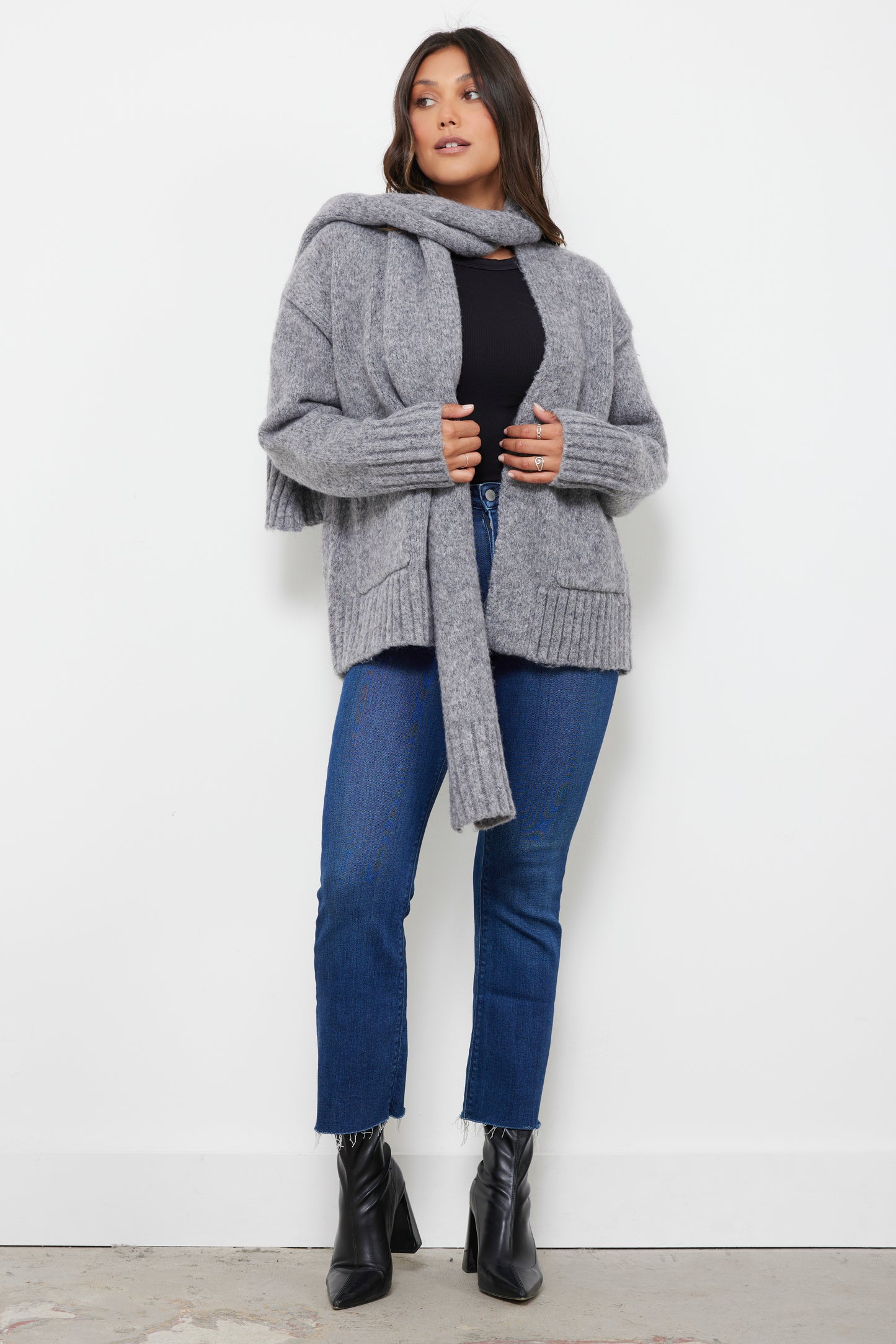 Take The Long Way Home Grey Cardigan