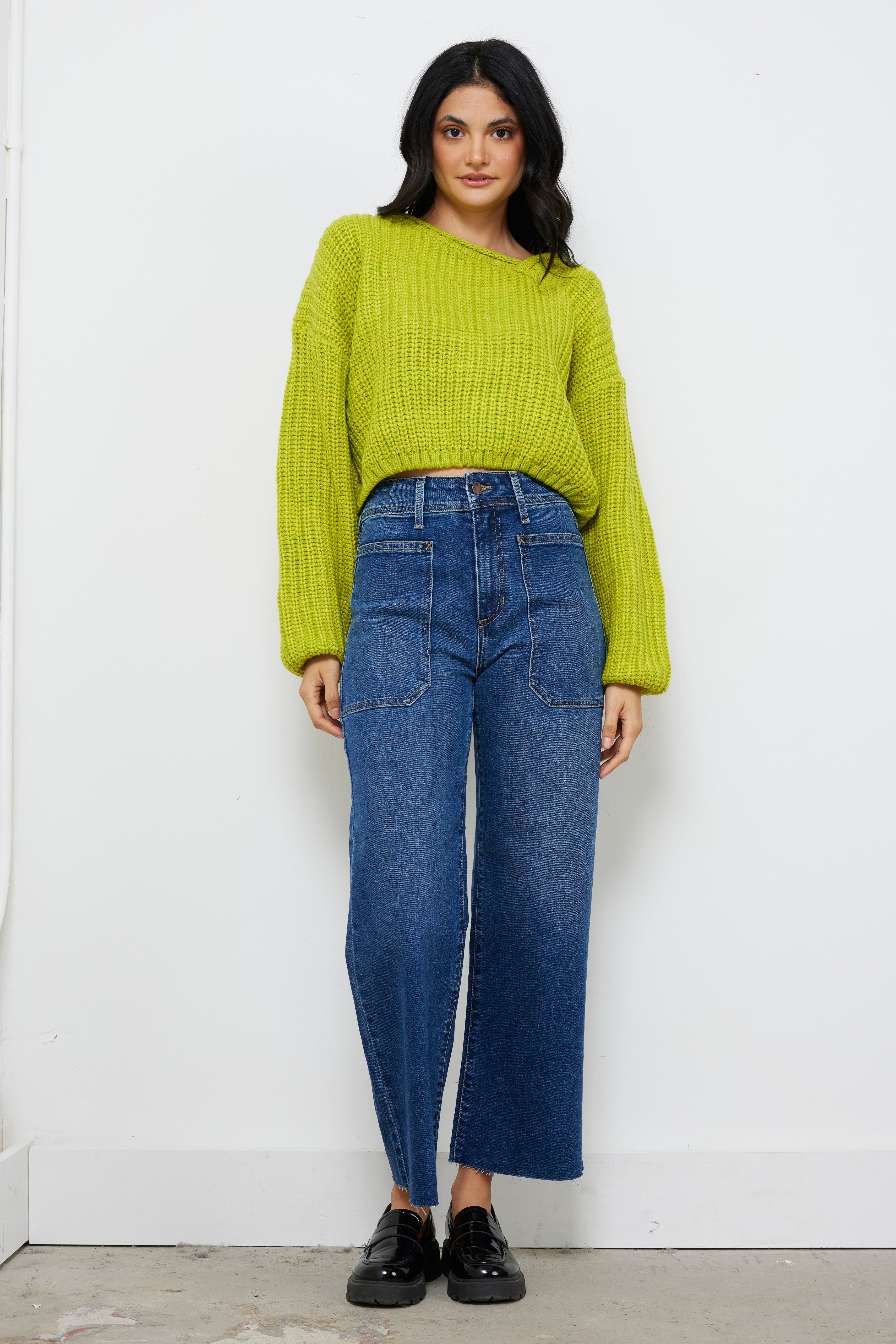 Keep It Interesting Lime Knit Top