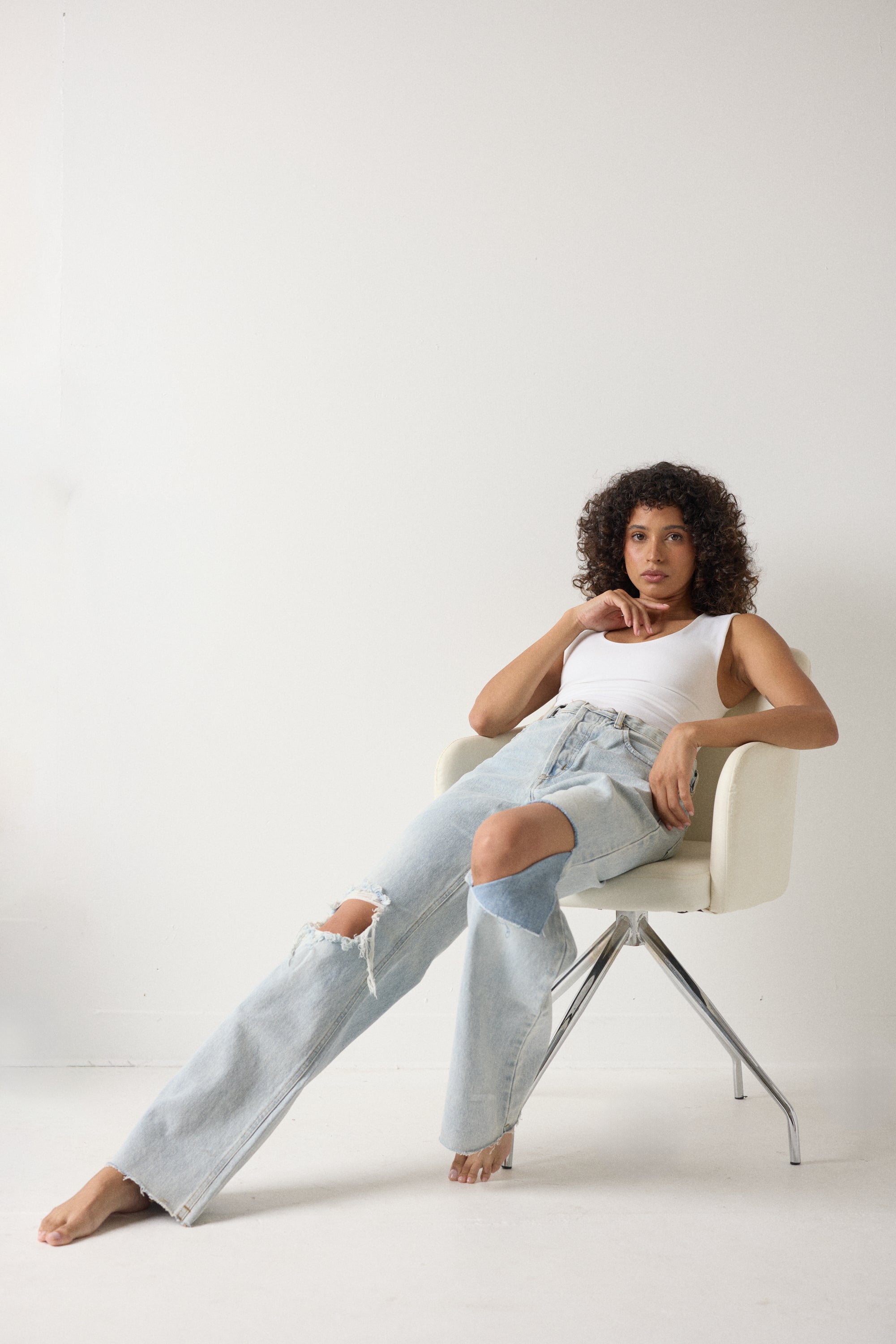 Here & There White Basic Top