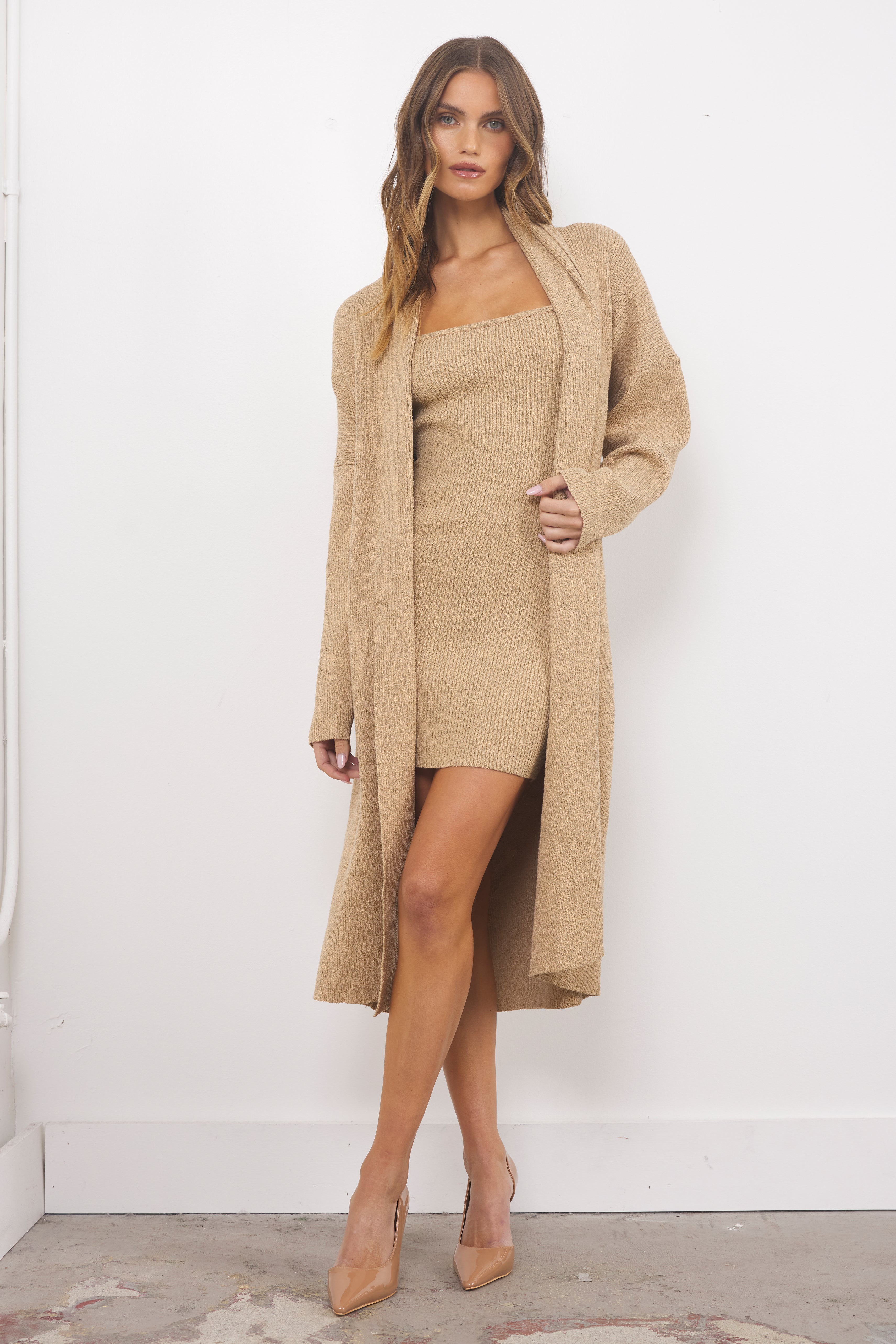 What’s A Girl To Do Taupe Dress Set