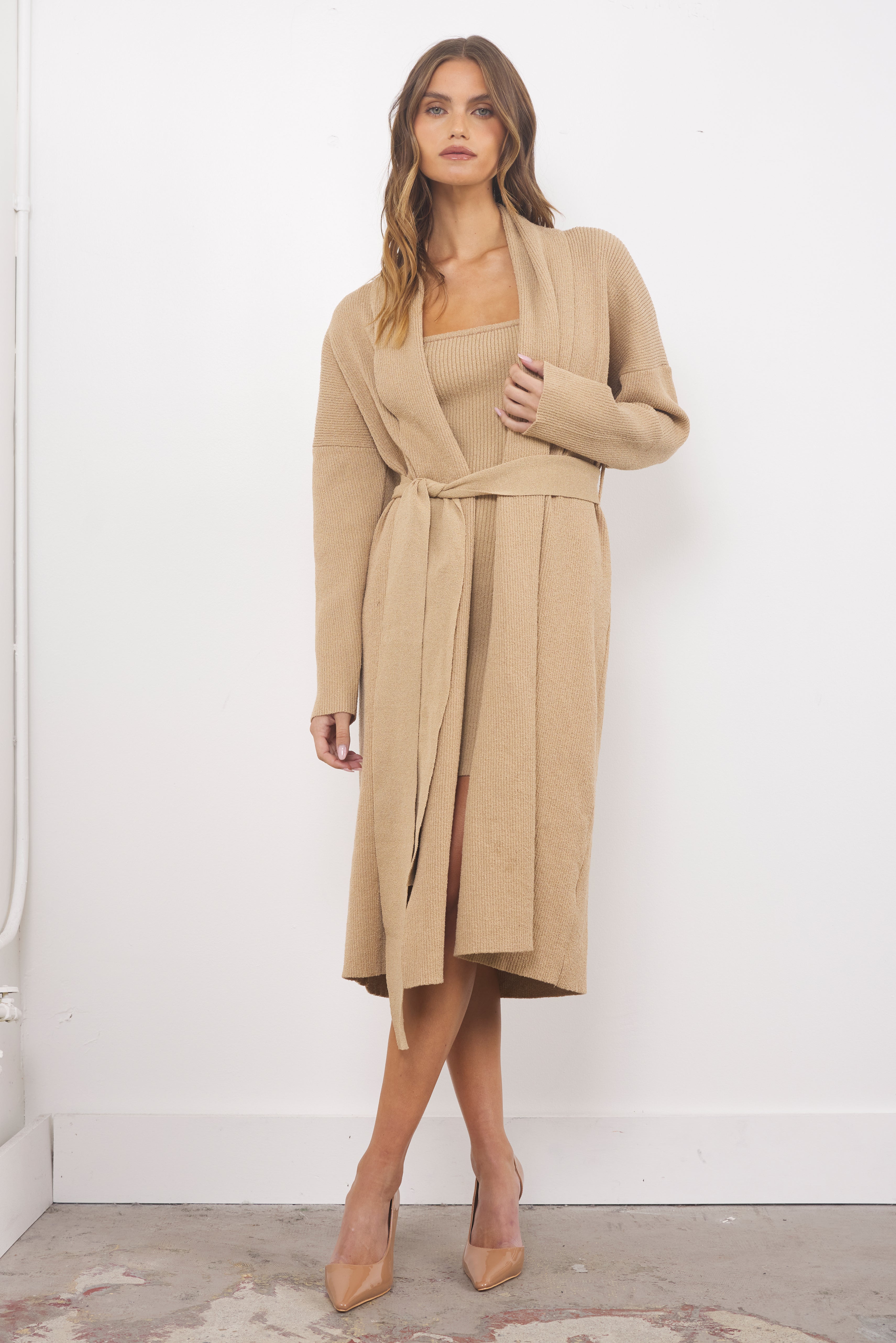 What’s A Girl To Do Taupe Dress Set