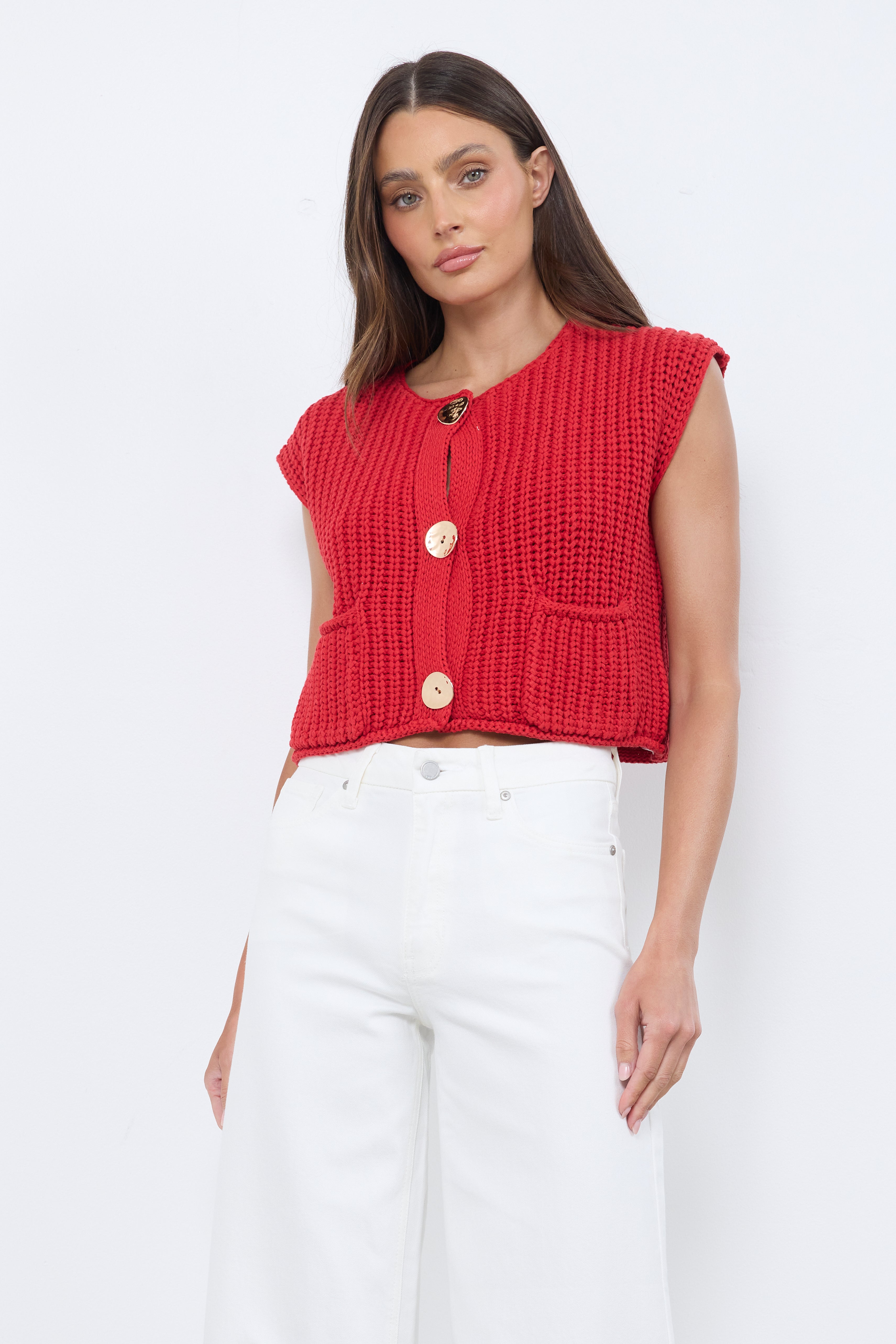 Fresh Air Red Knit Top