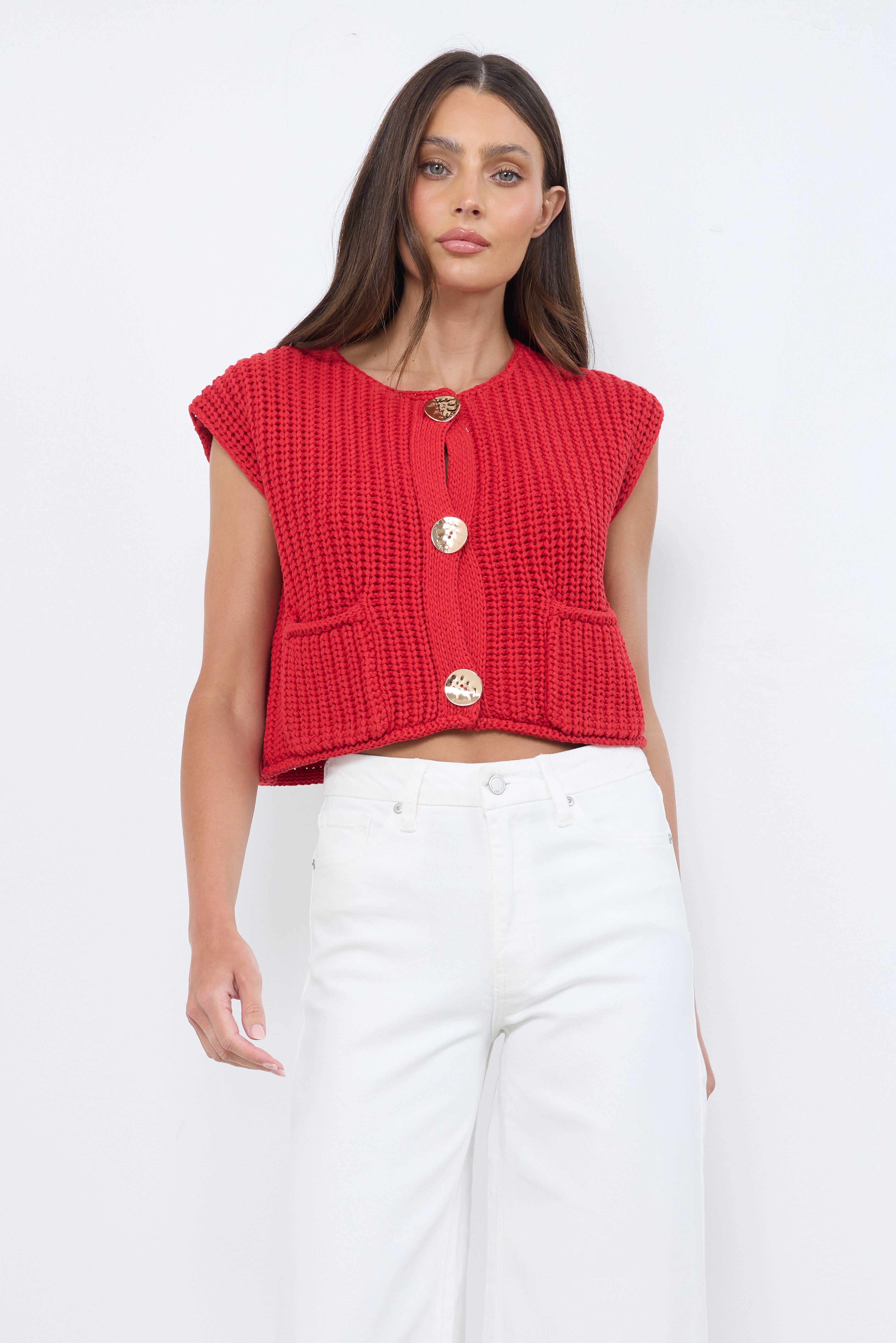 Fresh Air Red Knit Top