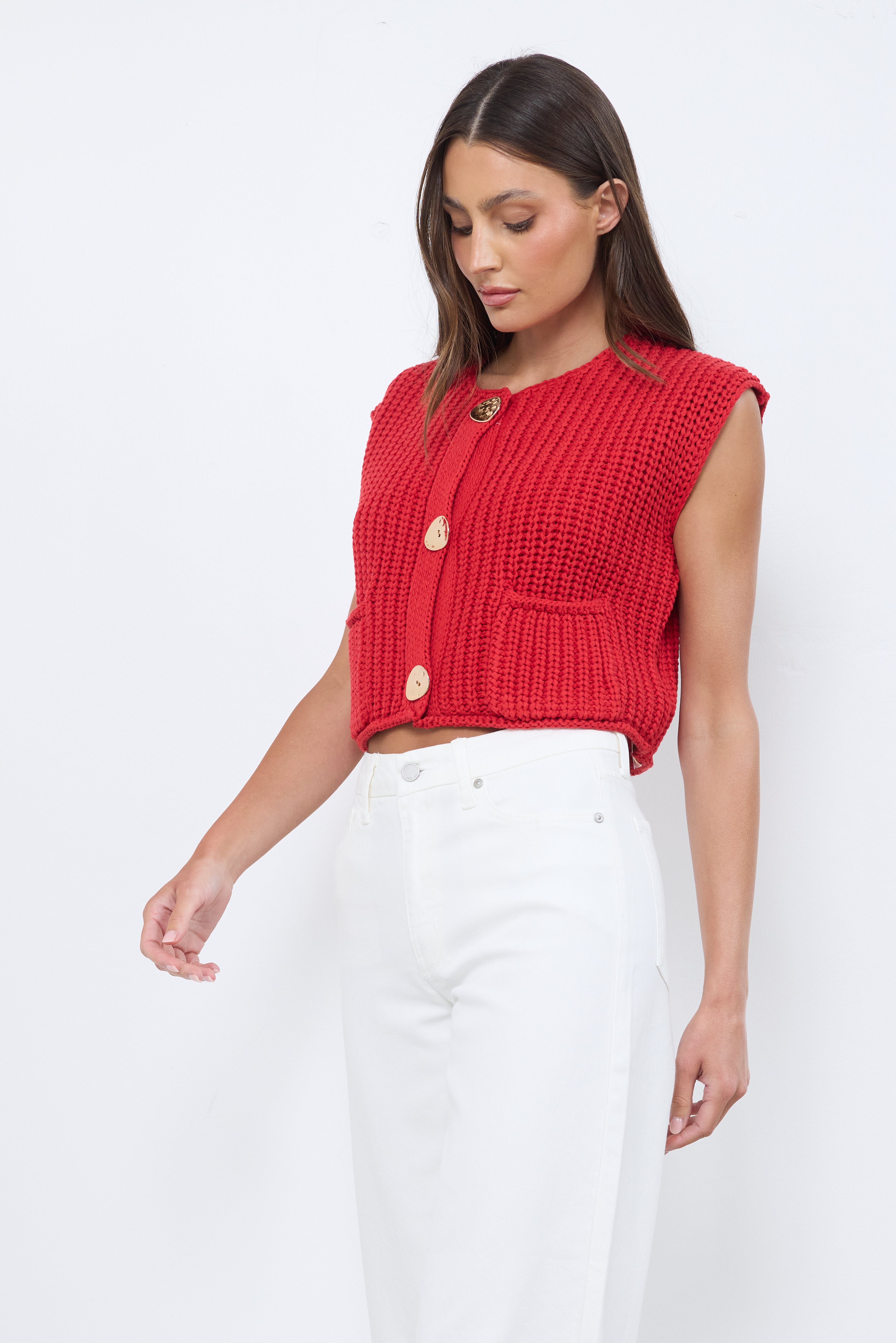 Fresh Air Red Knit Top