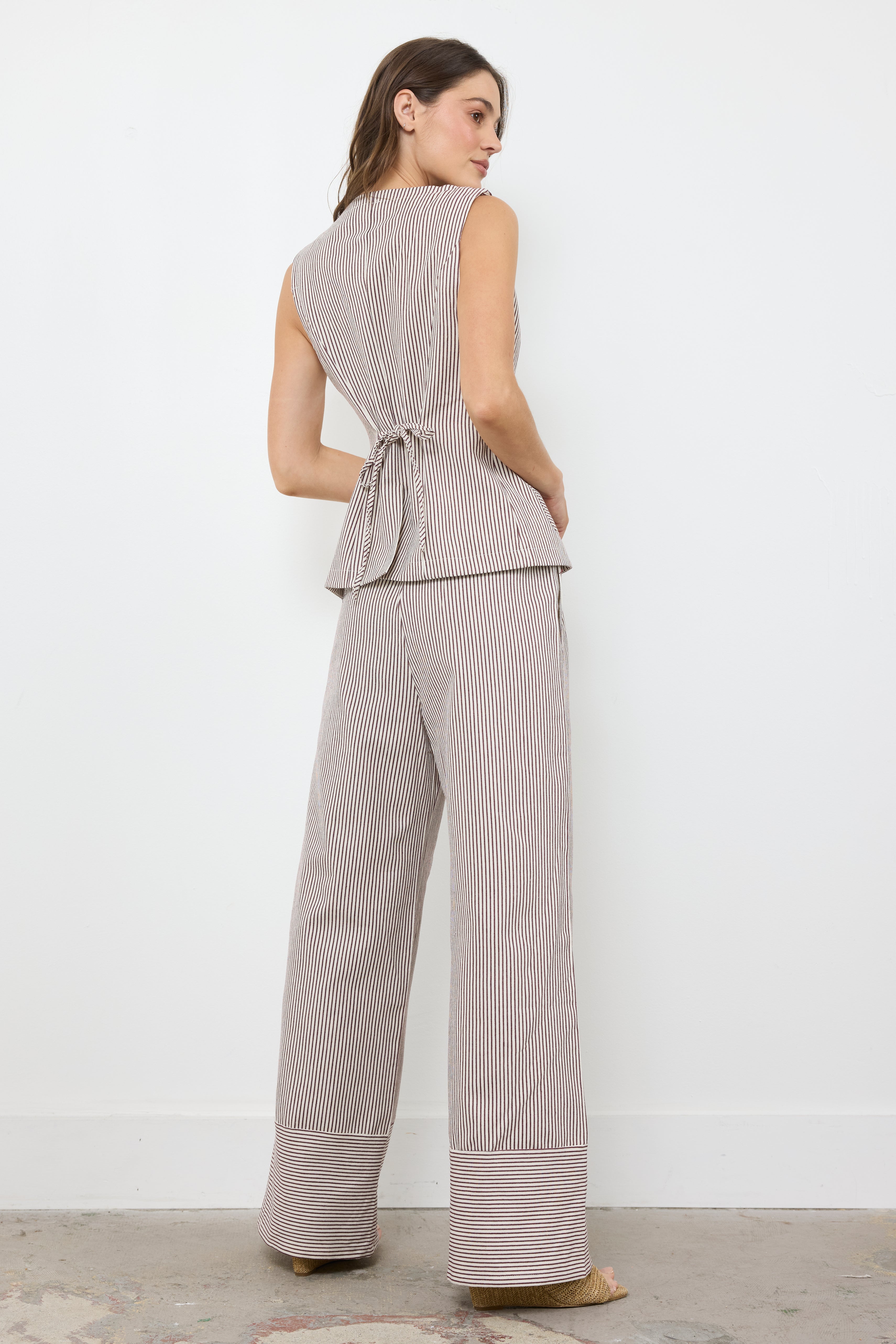 Jump Then Fall Burgundy/Cream Pants