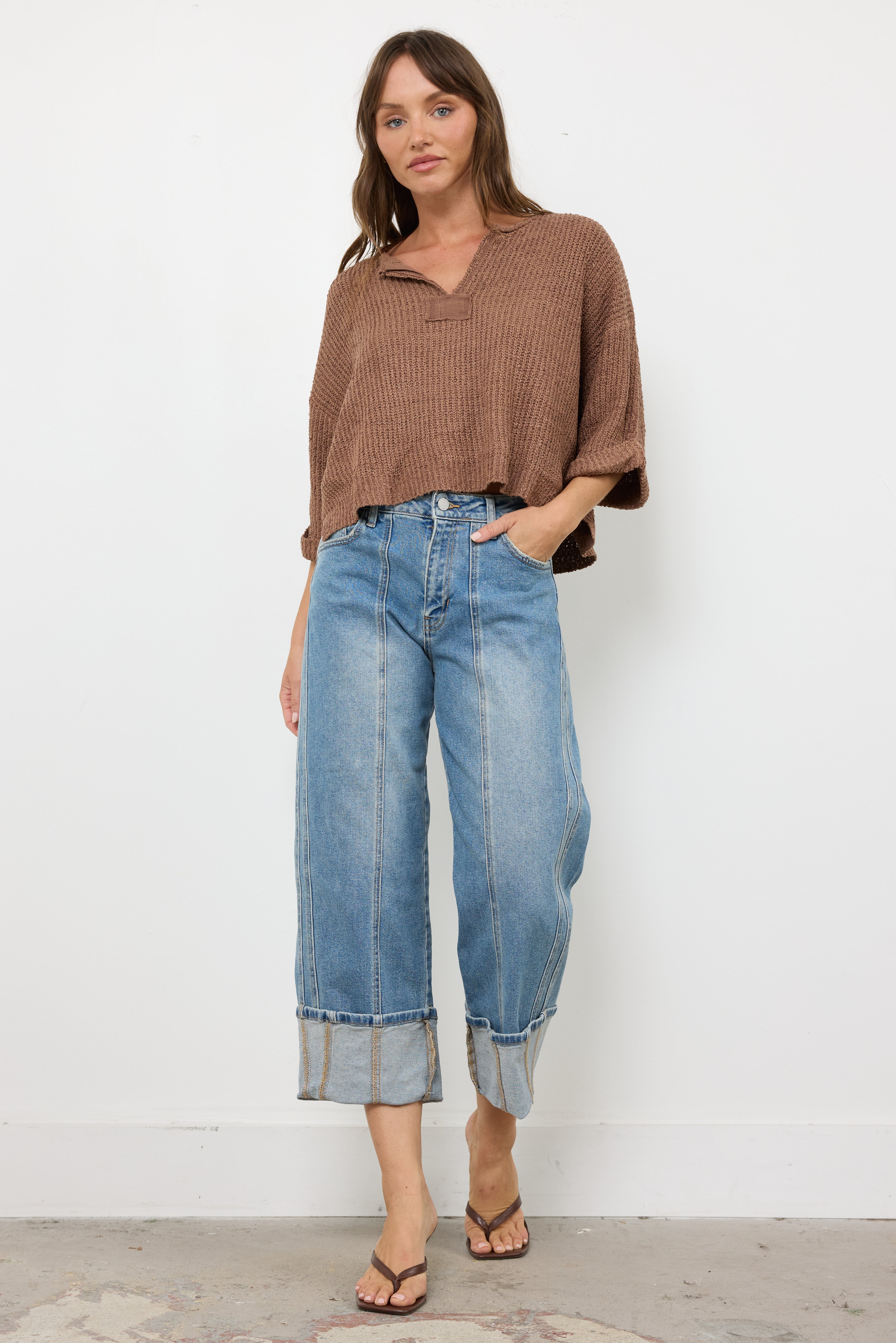 Seams To Be Medium Denim Barrel Jeans