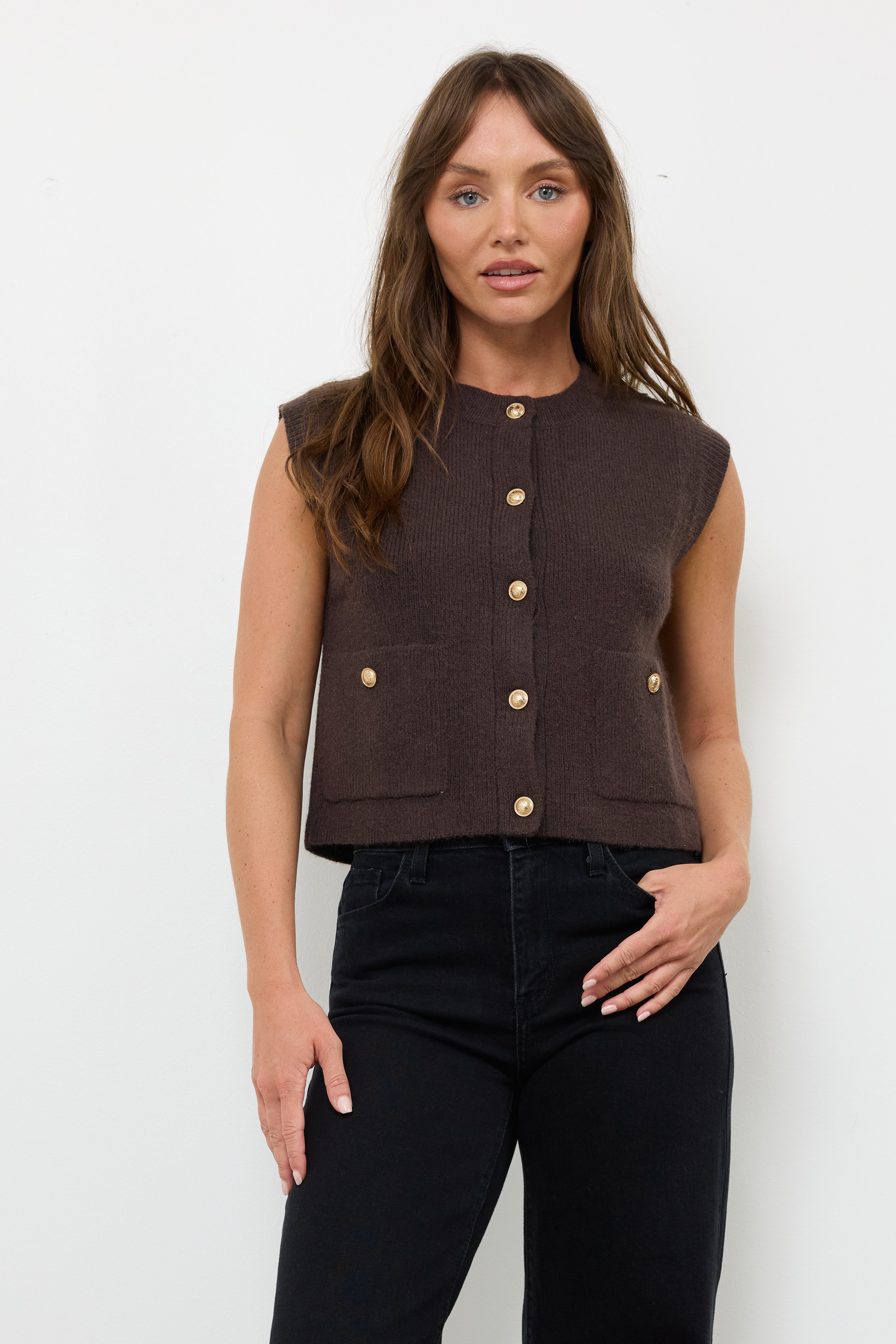 Study Session Brown Knit Top