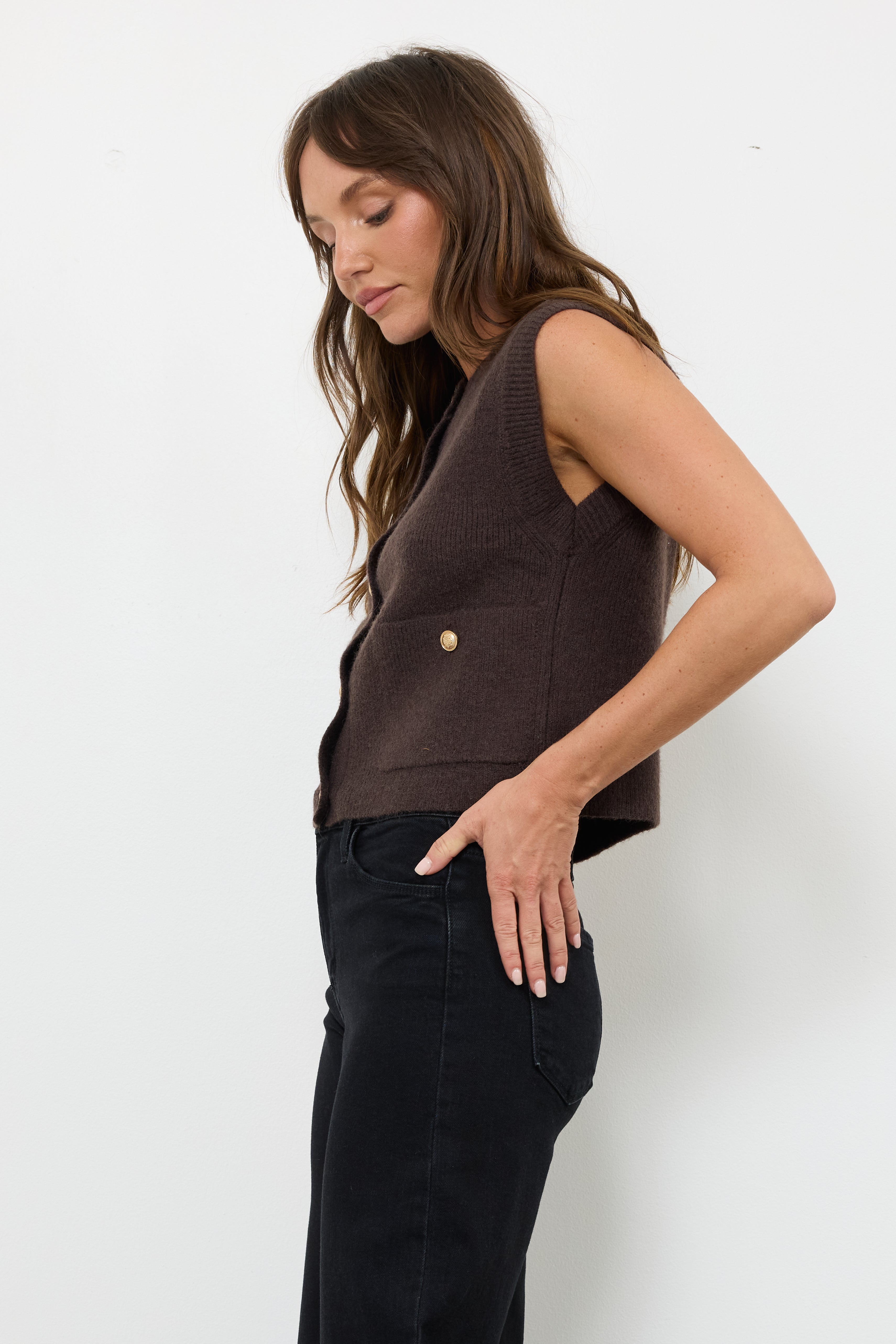 Study Session Brown Knit Top