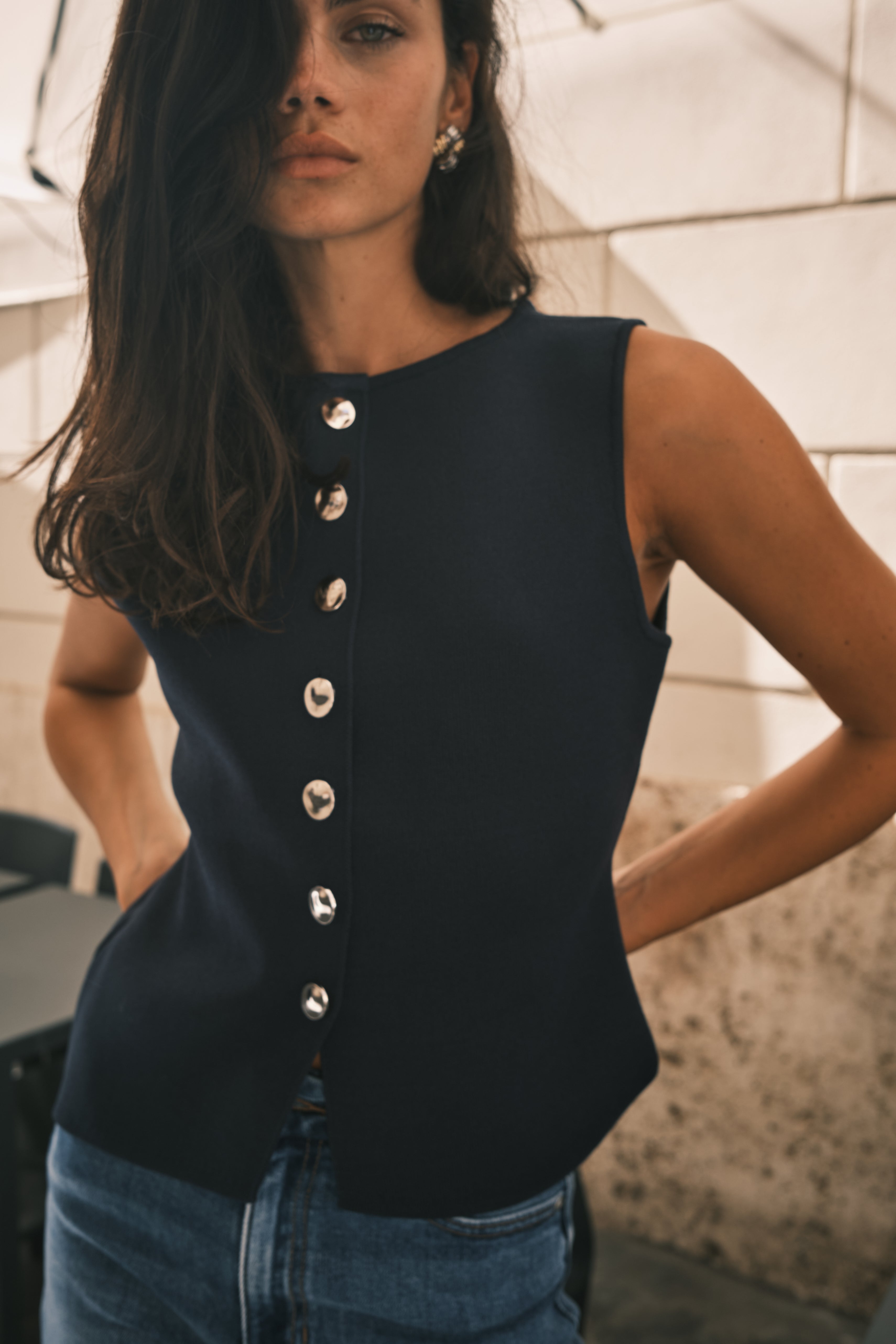 Morgan Navy Top