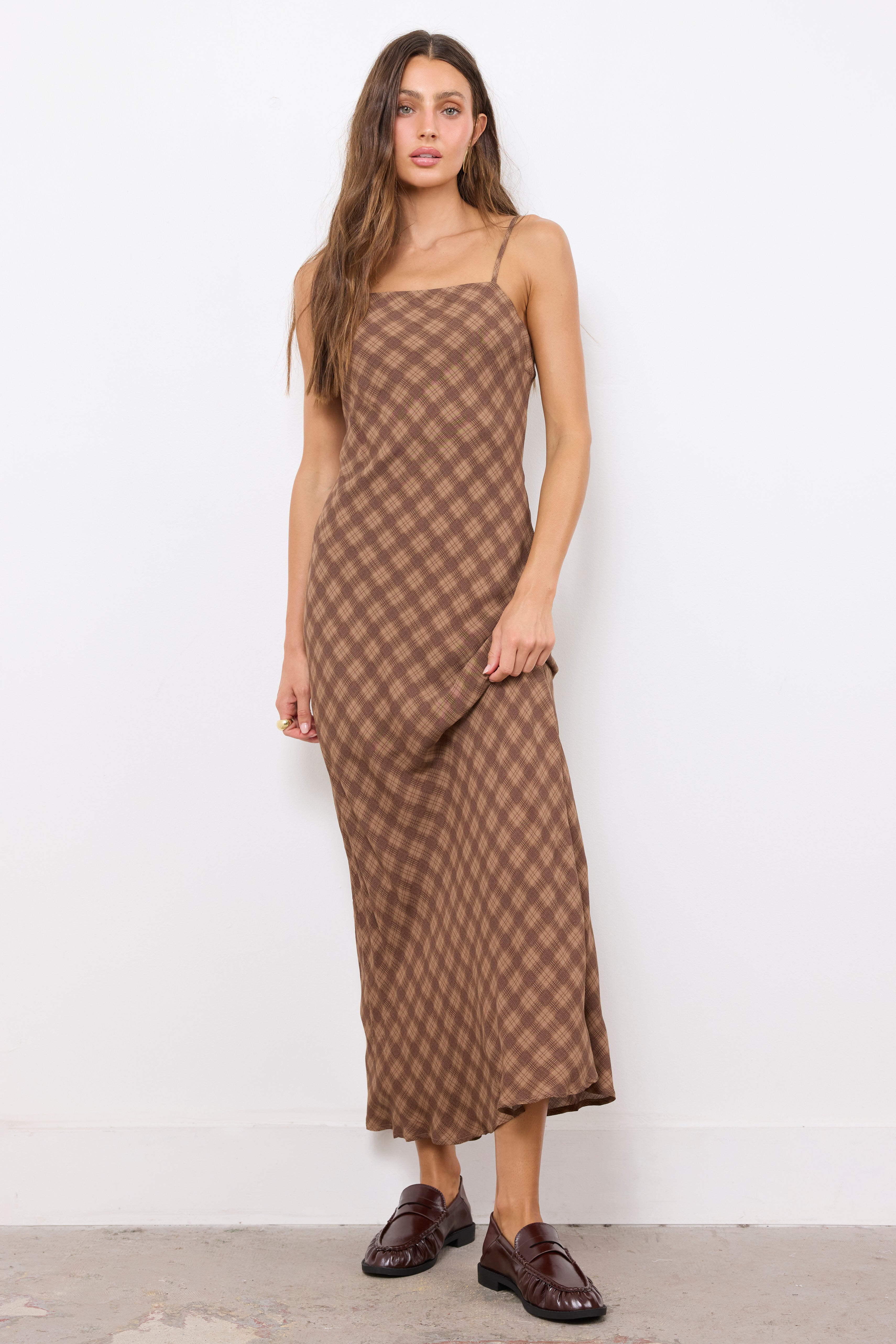 Don't Get Mad, Get Plaid Brown Multi Dress