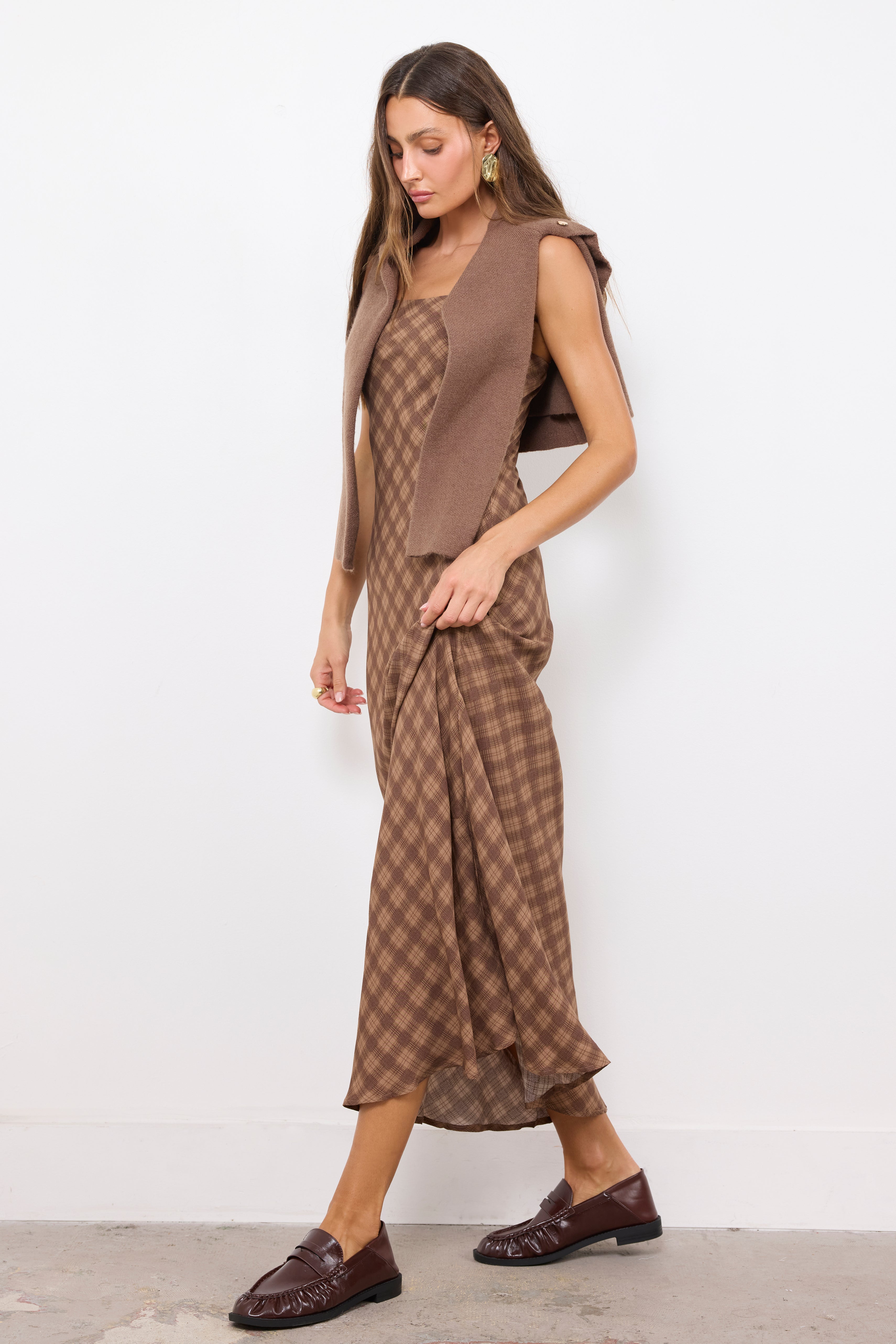 Don't Get Mad, Get Plaid Brown Multi Dress