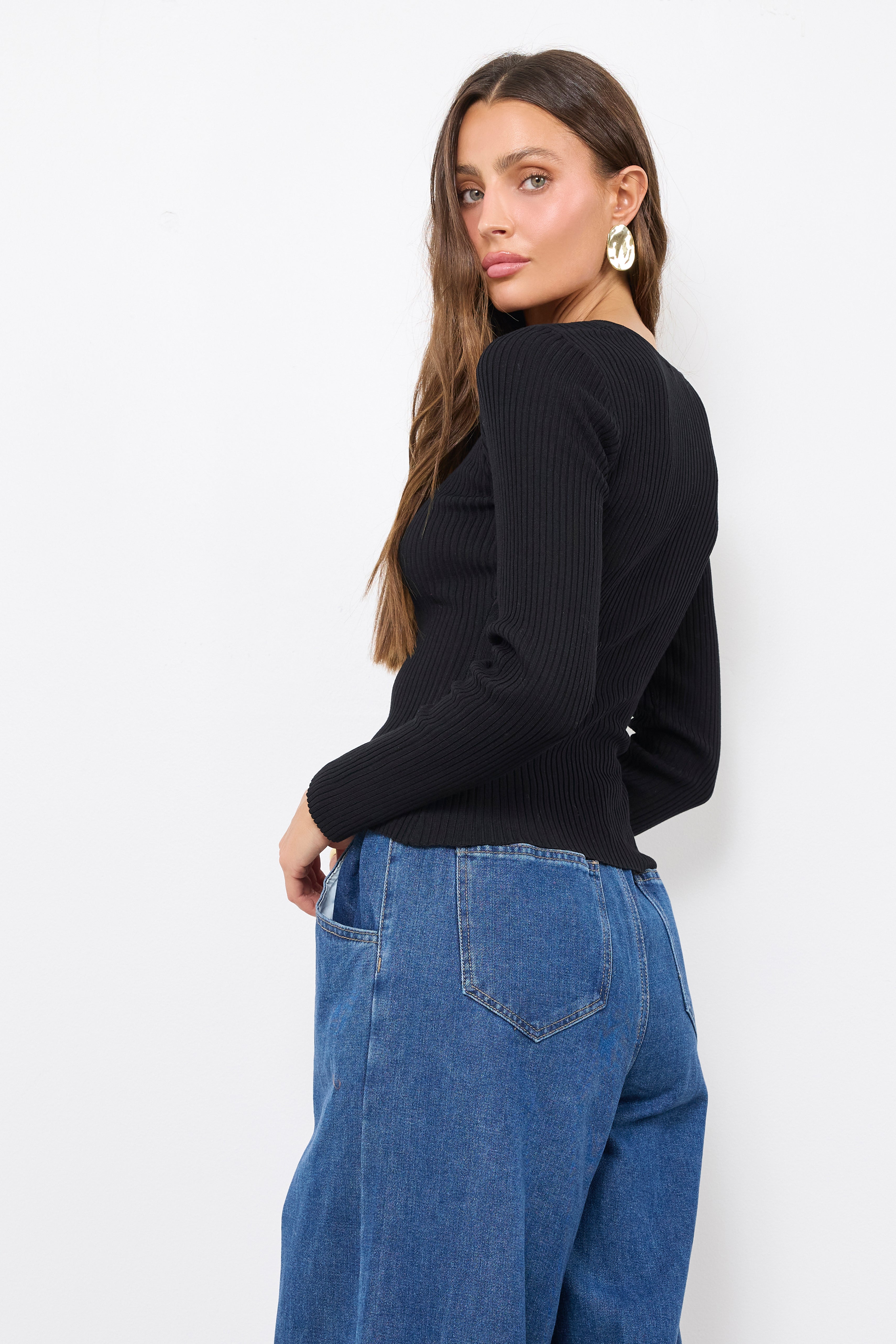 Zip Ya Mouth Black Knit Top