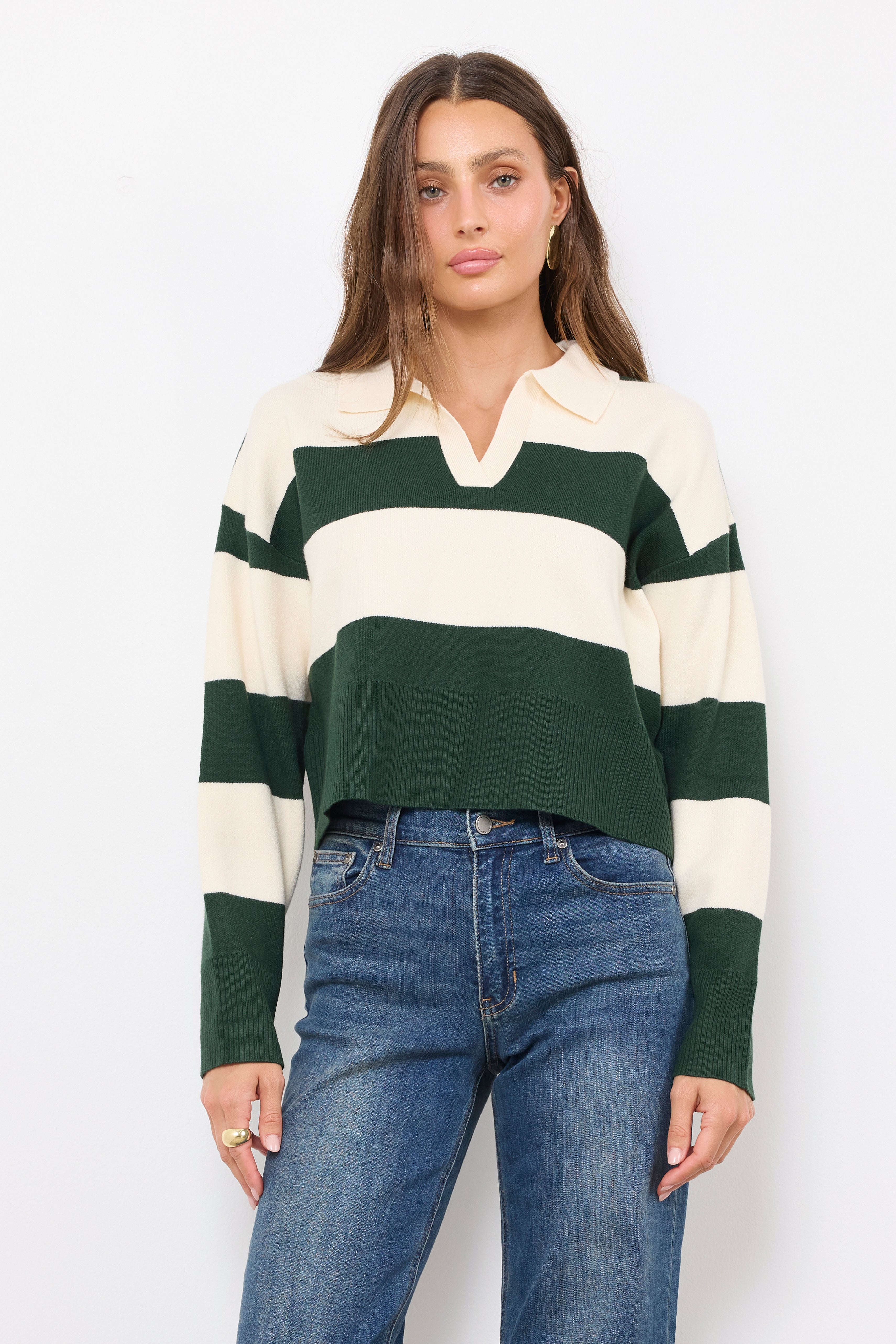 Wish You The Best Hunter Green/Ivory Knit Top