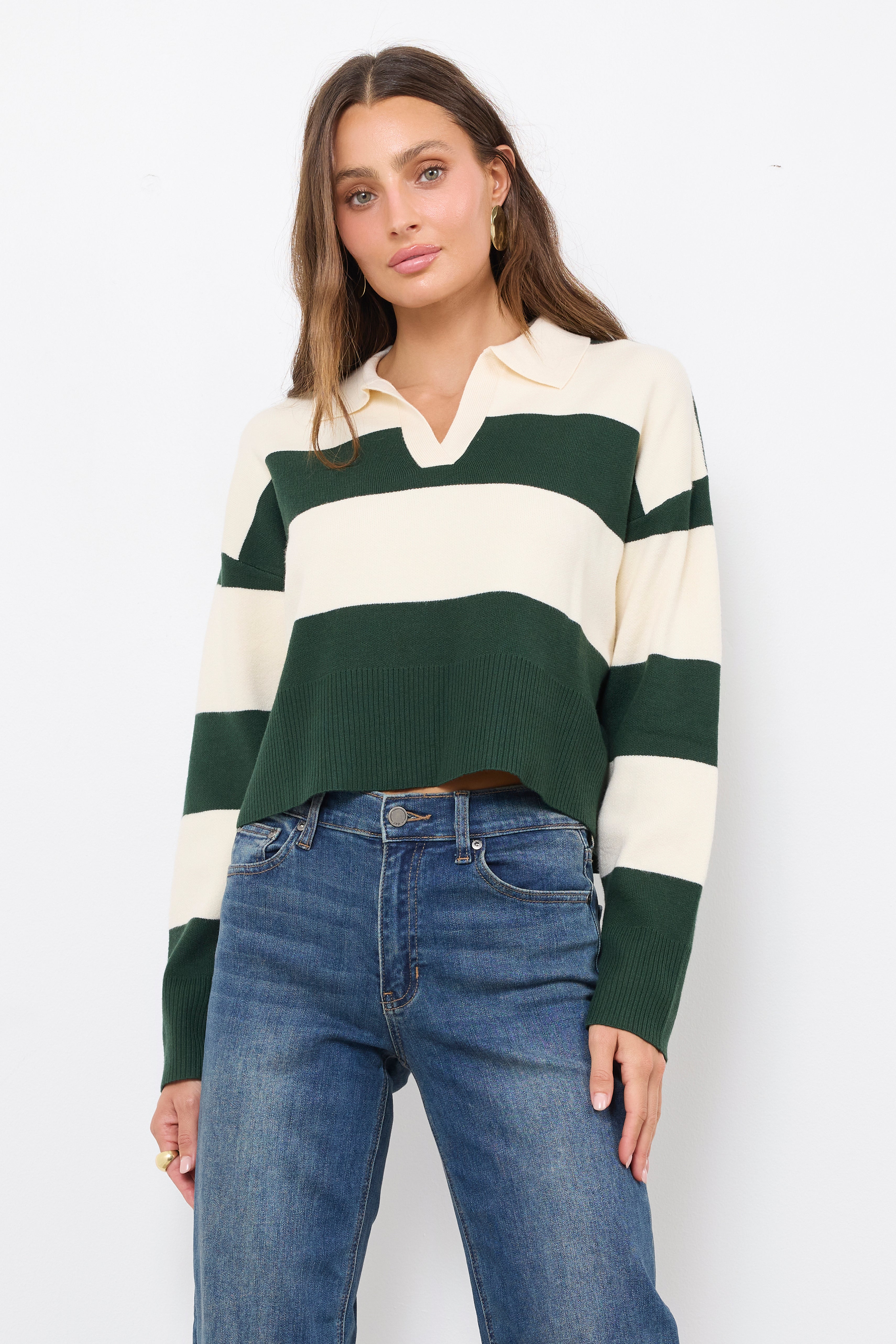 Wish You The Best Hunter Green/Ivory Knit Top