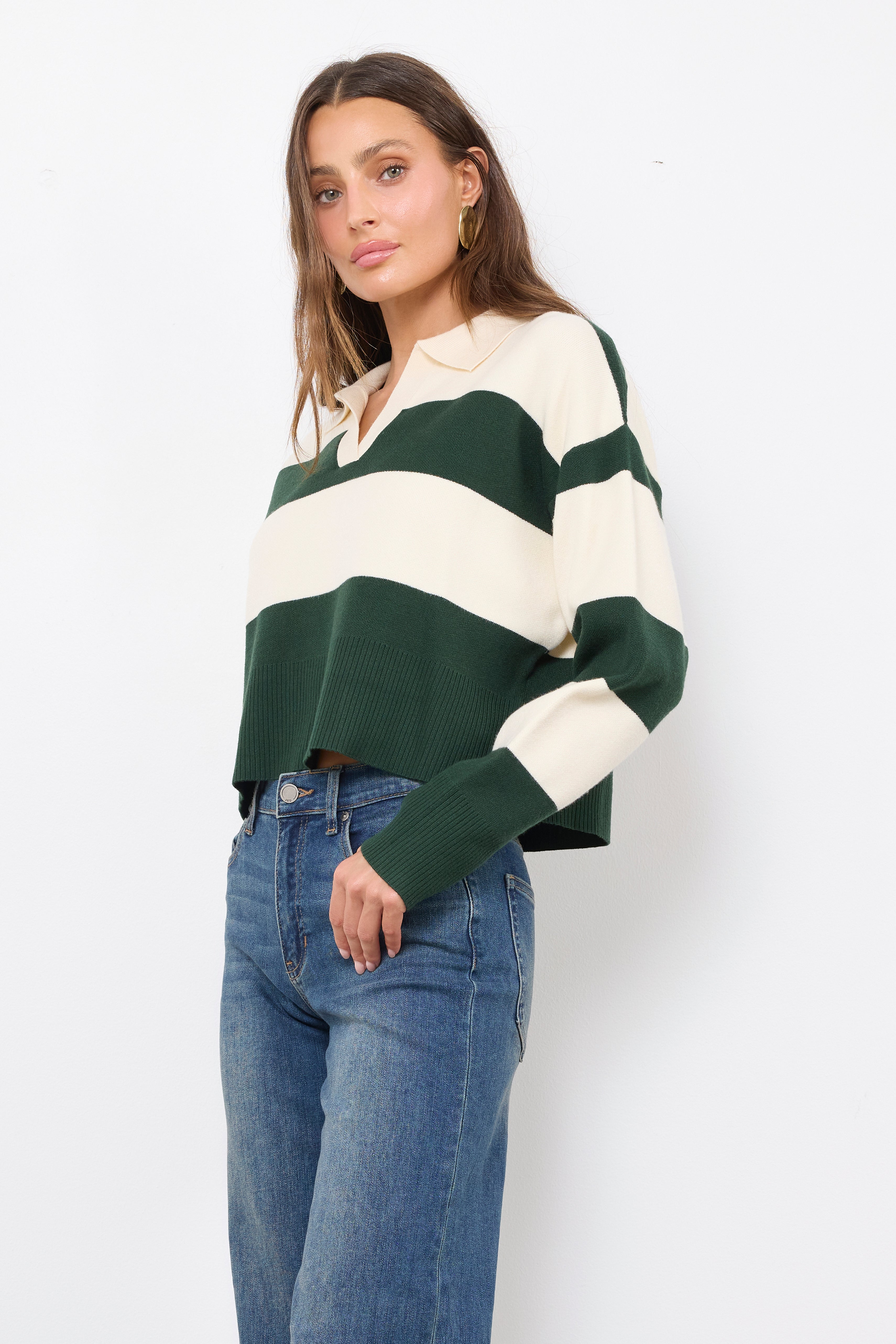 Wish You The Best Hunter Green/Ivory Knit Top