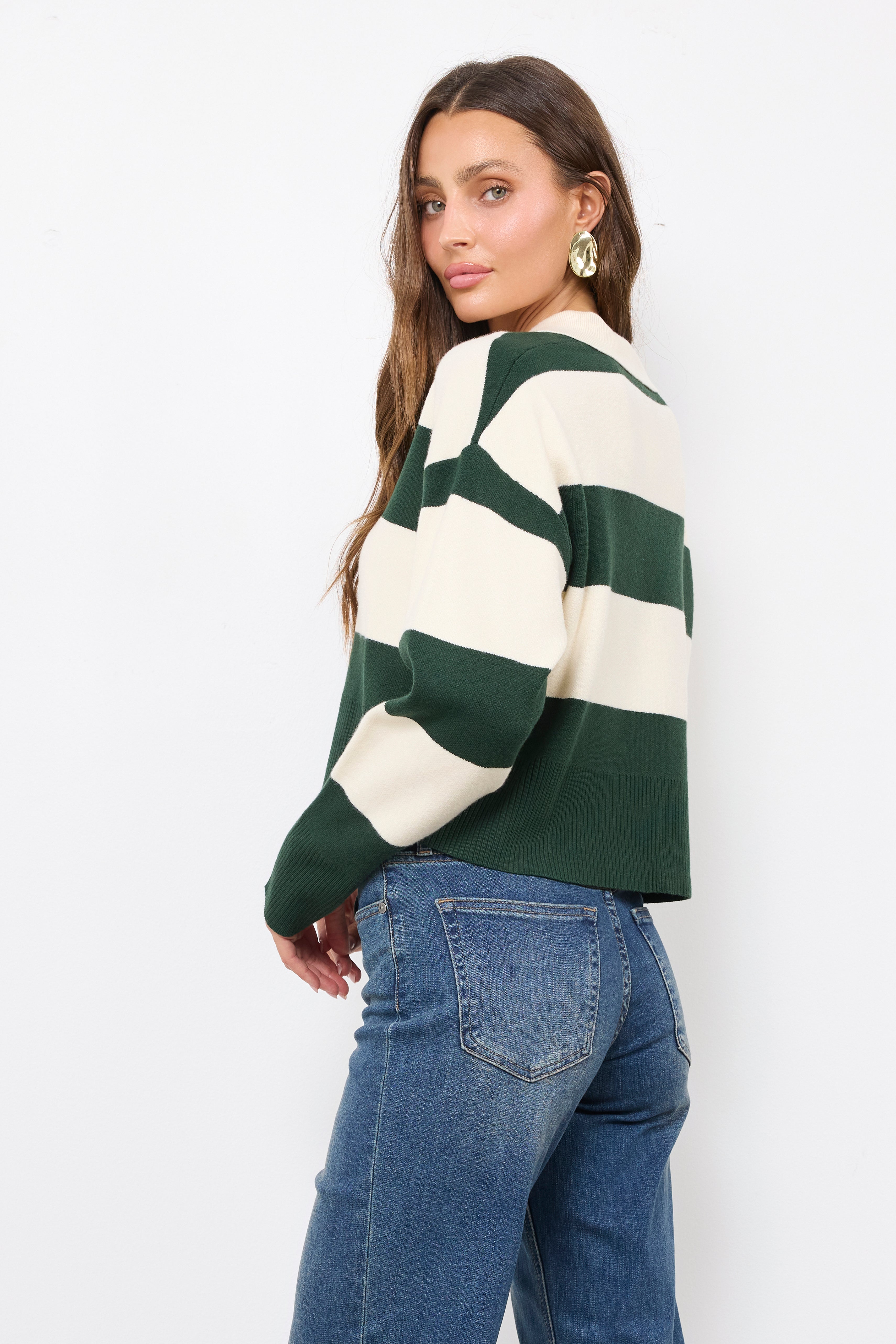 Wish You The Best Hunter Green/Ivory Knit Top