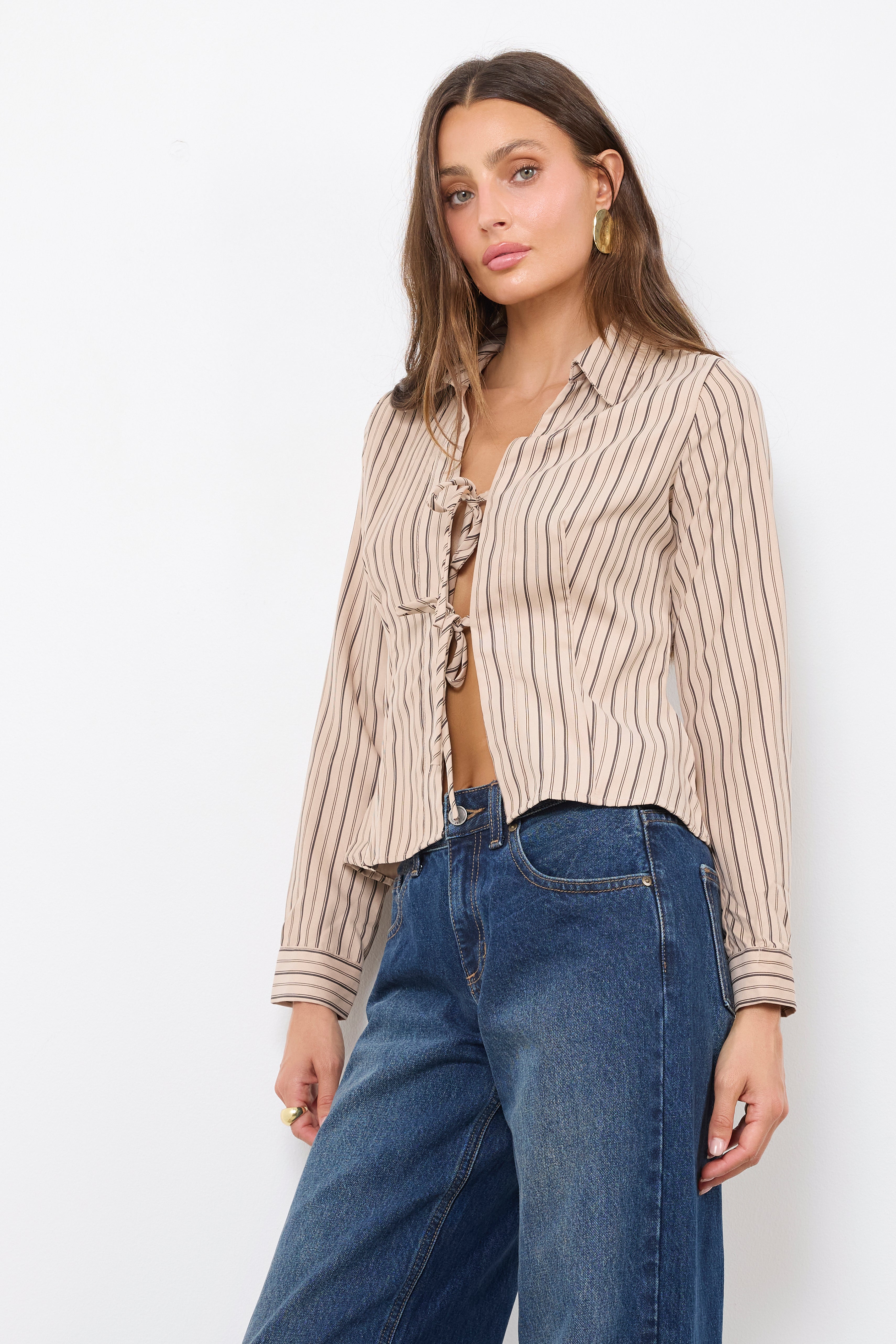 Don't Leave Me Tongue Tied Taupe Top