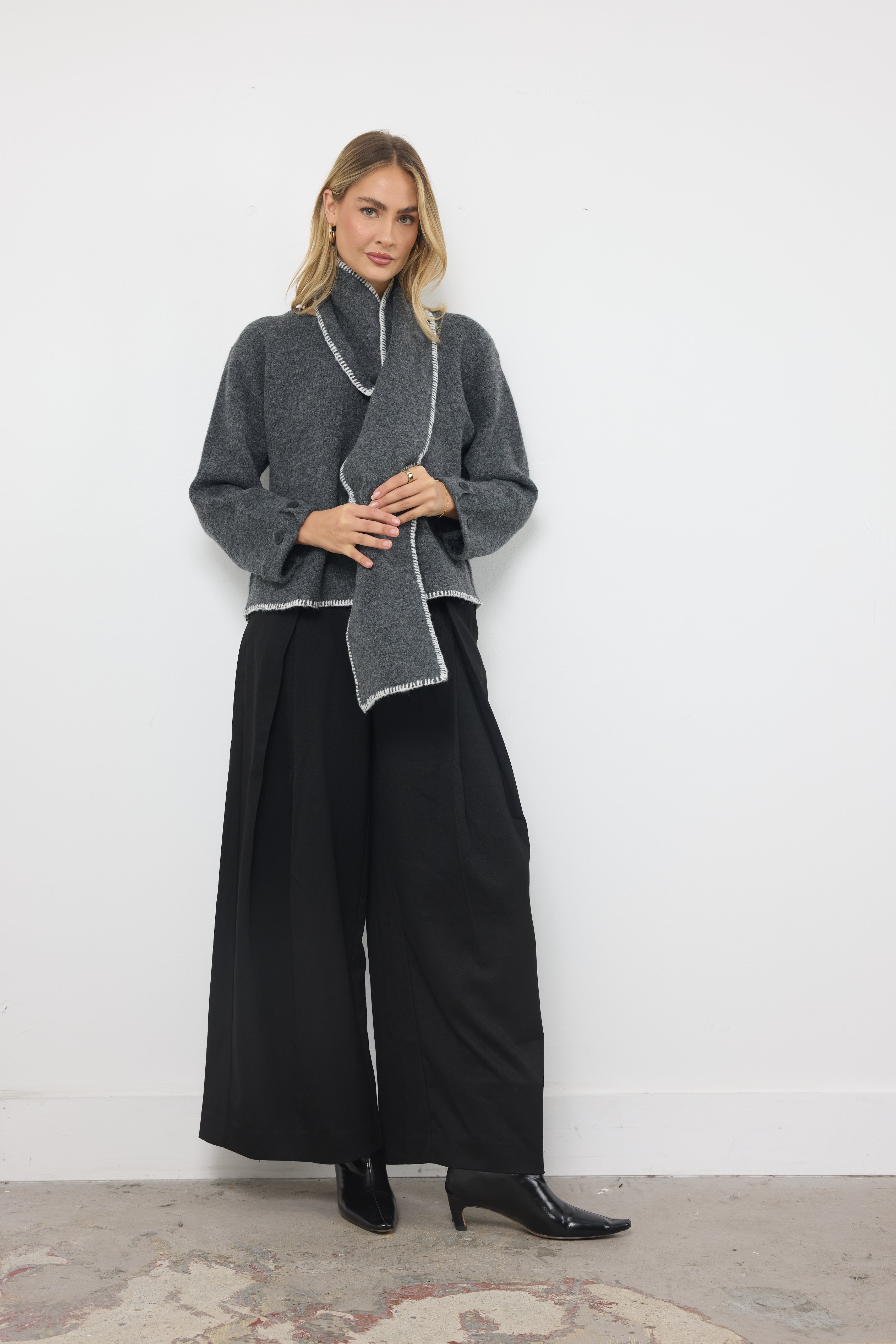 Stitch It Charcoal Knit Top