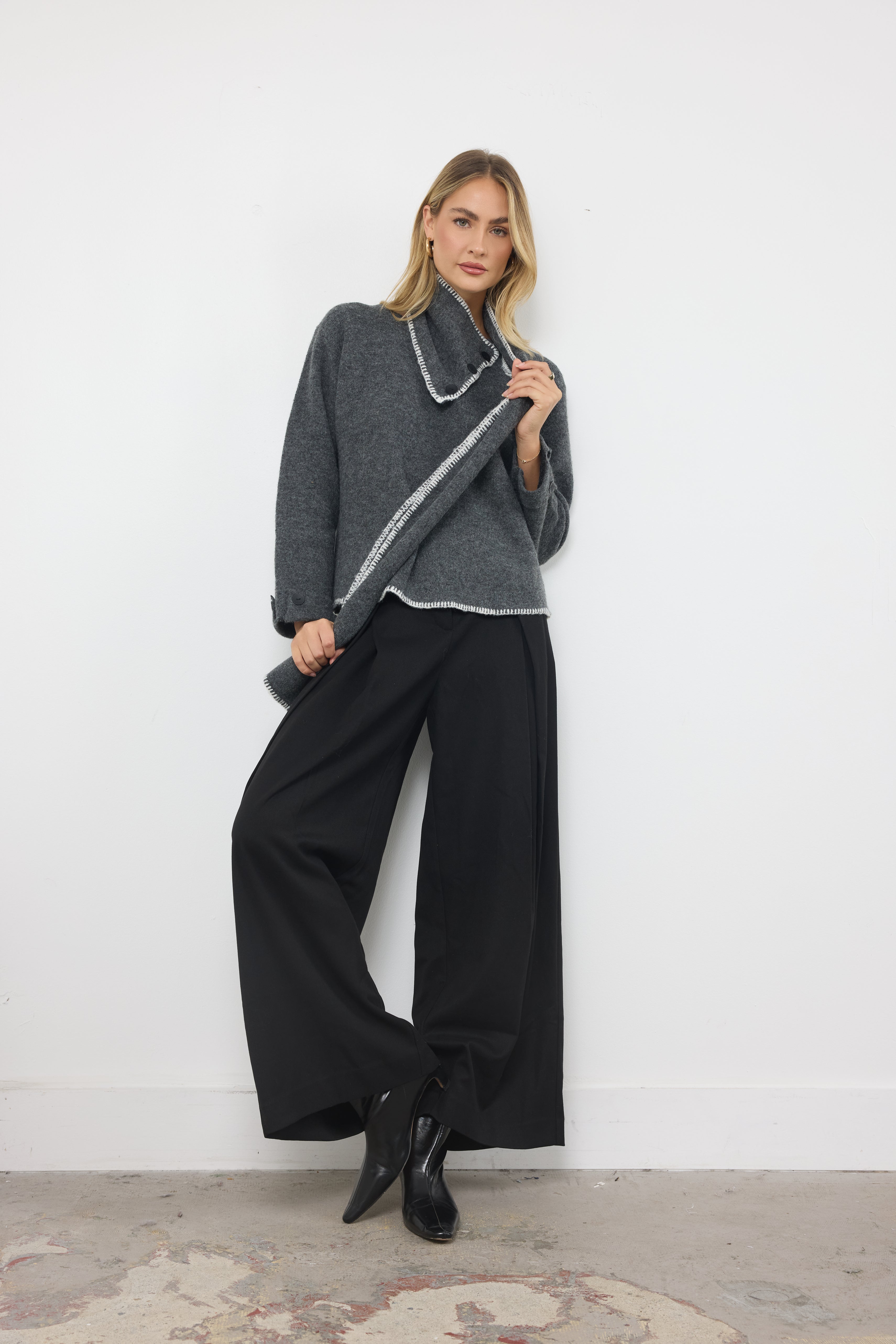 Stitch It Charcoal Knit Top