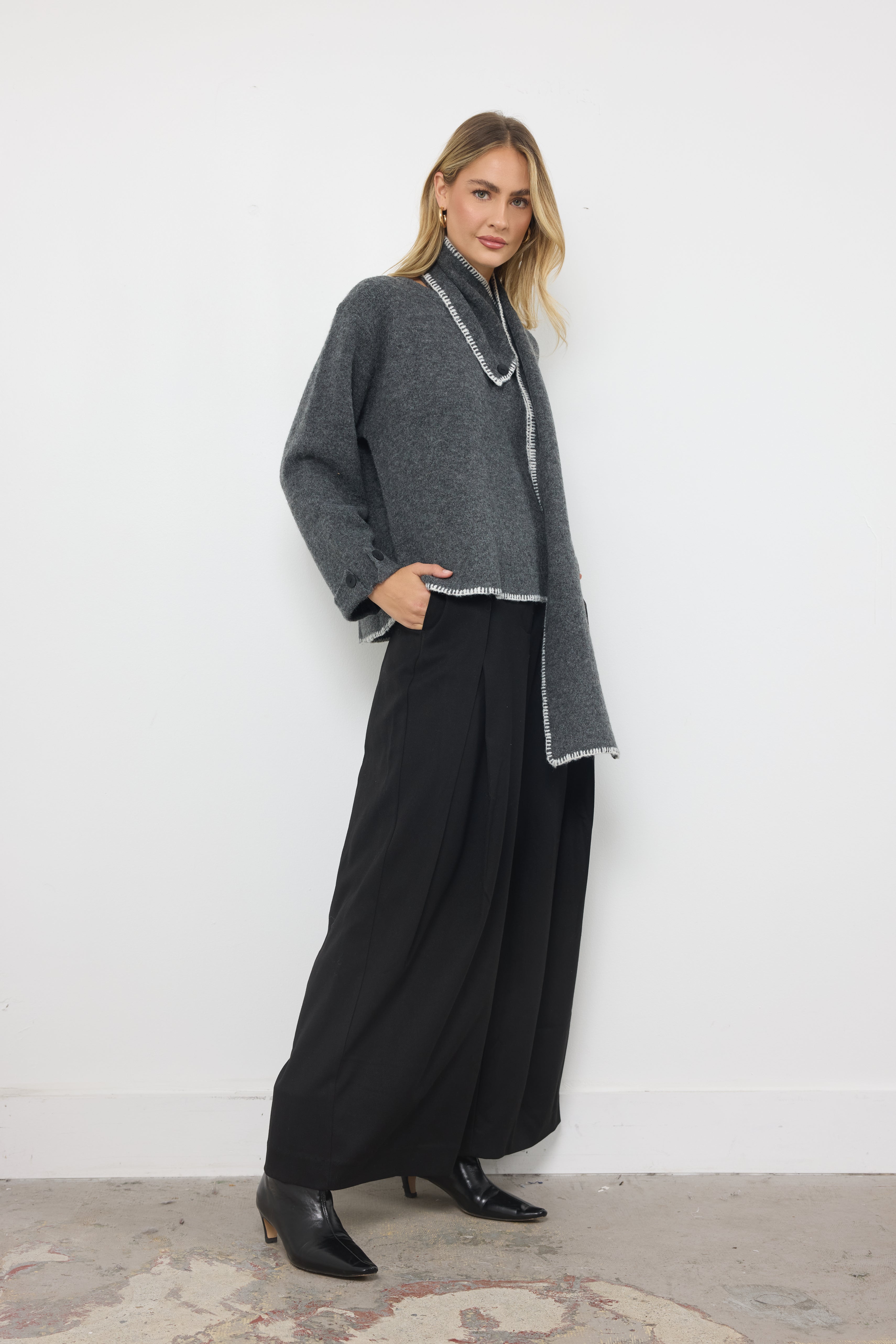 Stitch It Charcoal Knit Top