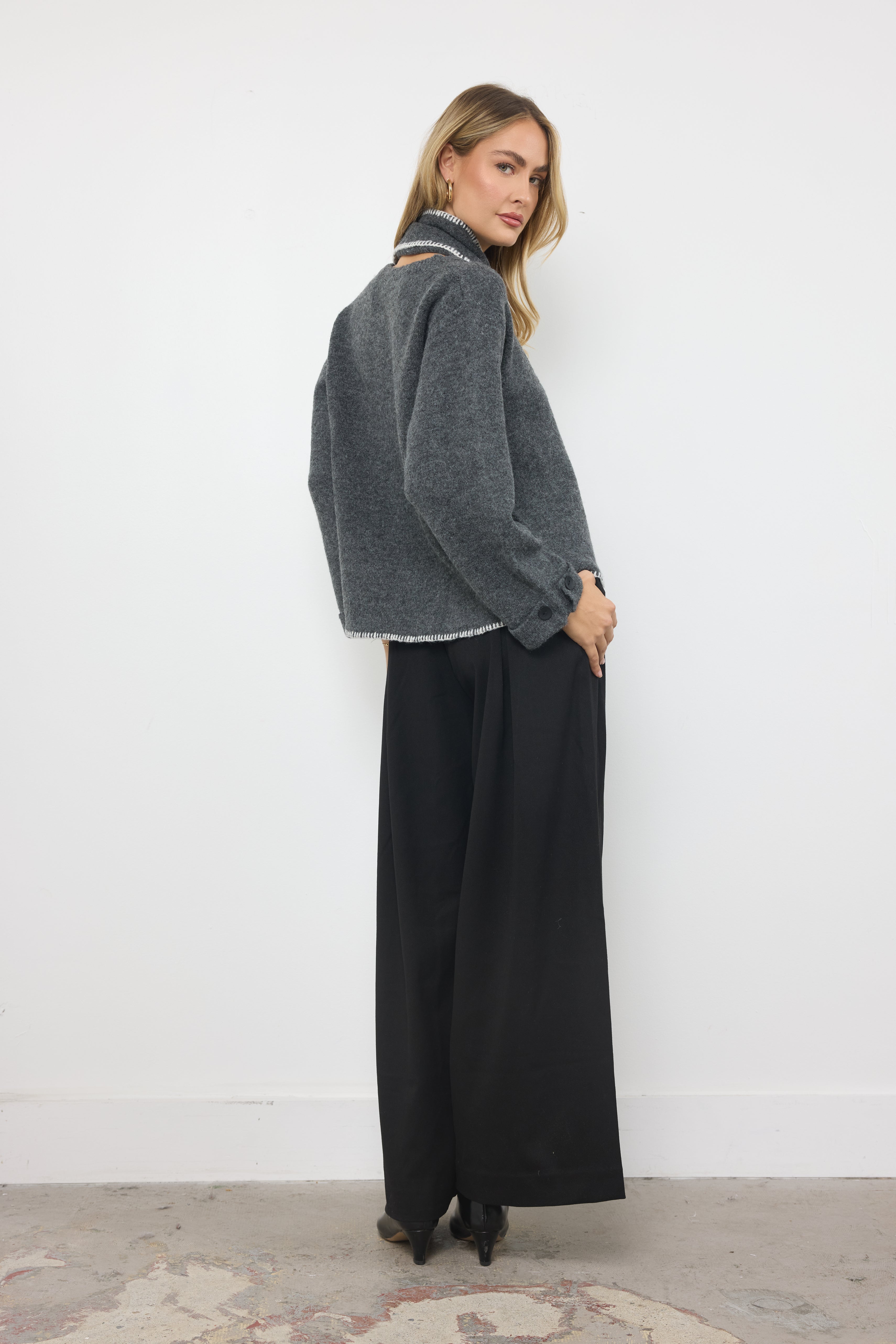 Stitch It Charcoal Knit Top