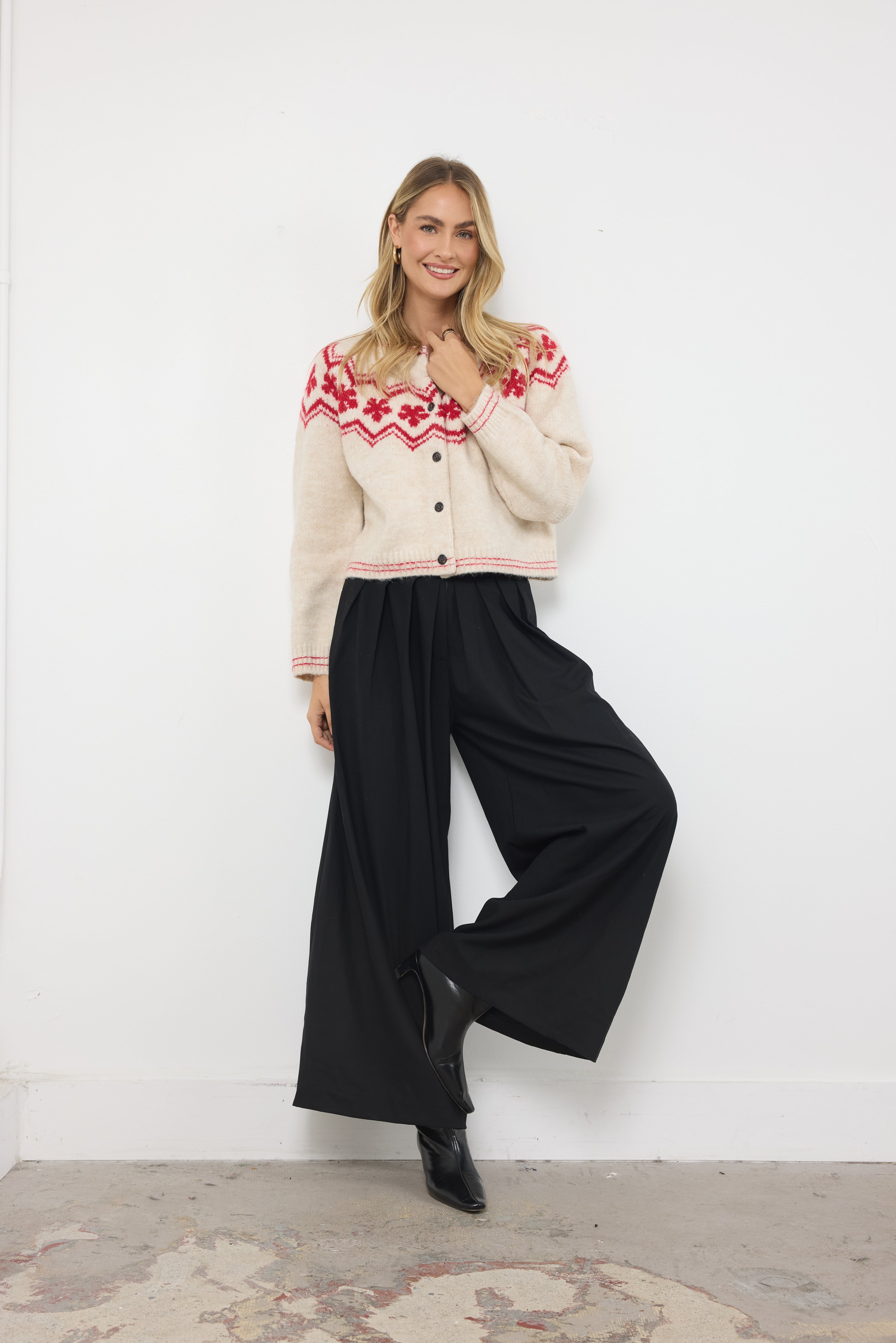 Holiday Cheer Ivory Combo Knit Top