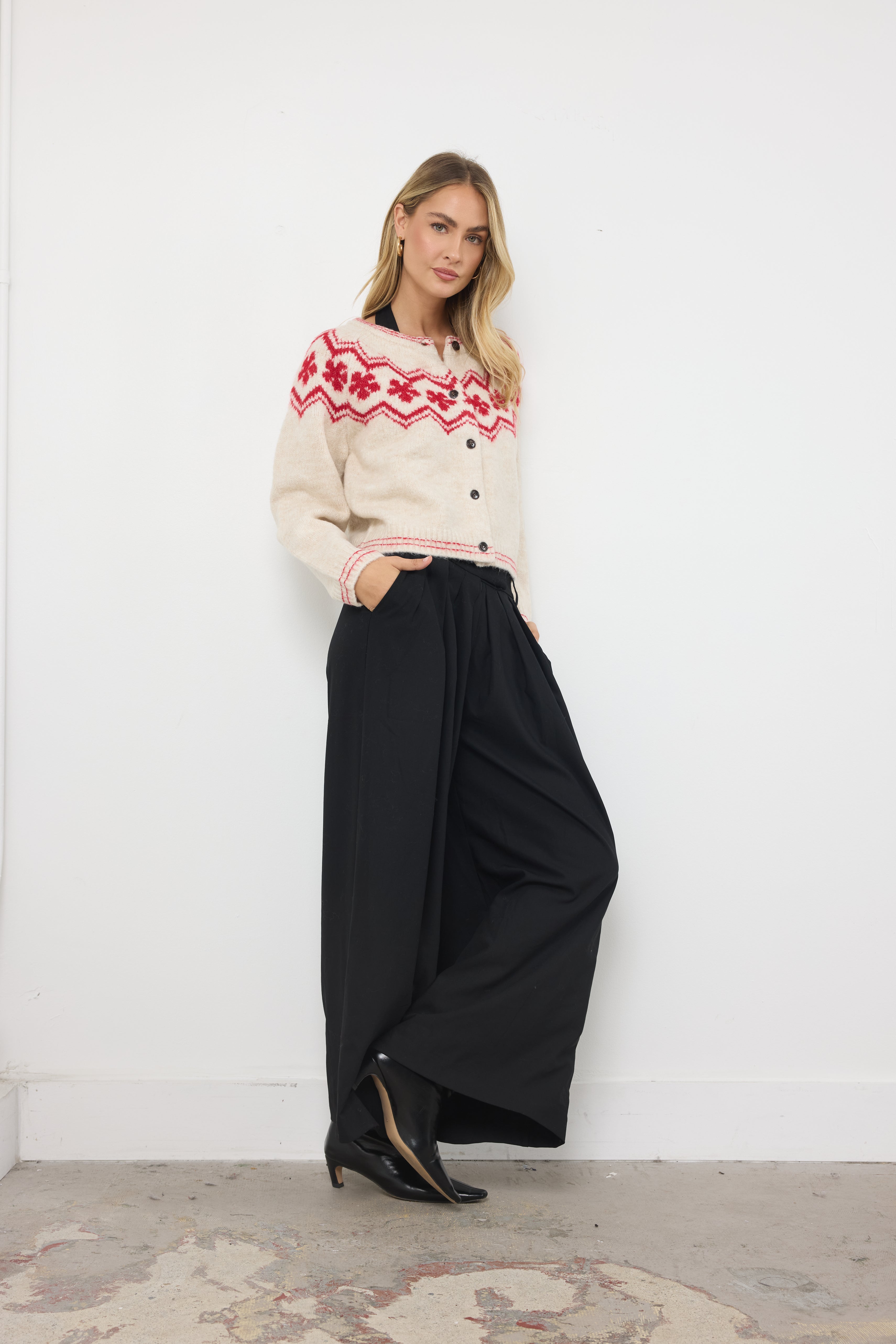 Holiday Cheer Ivory Combo Knit Top