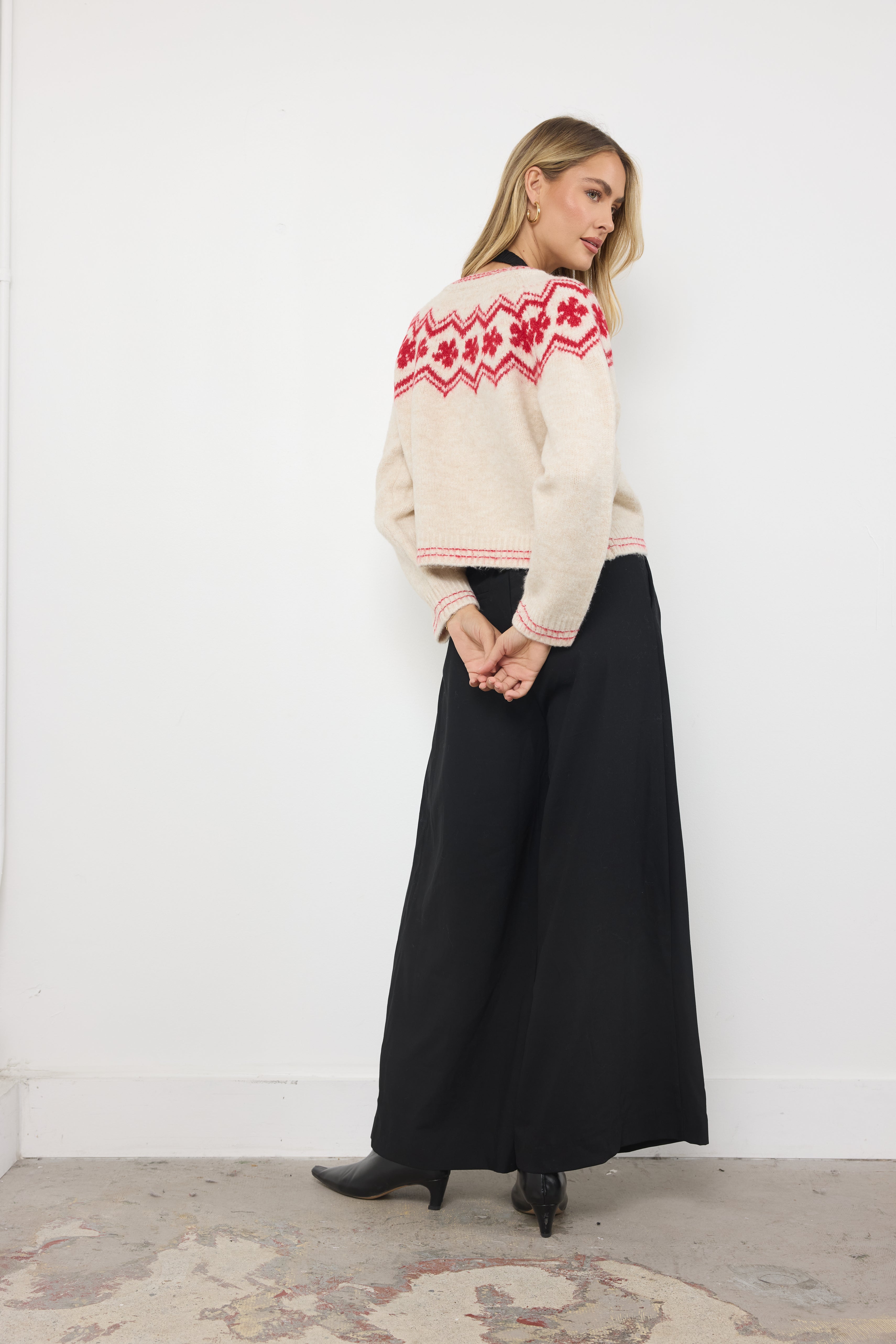 Holiday Cheer Ivory Combo Knit Top