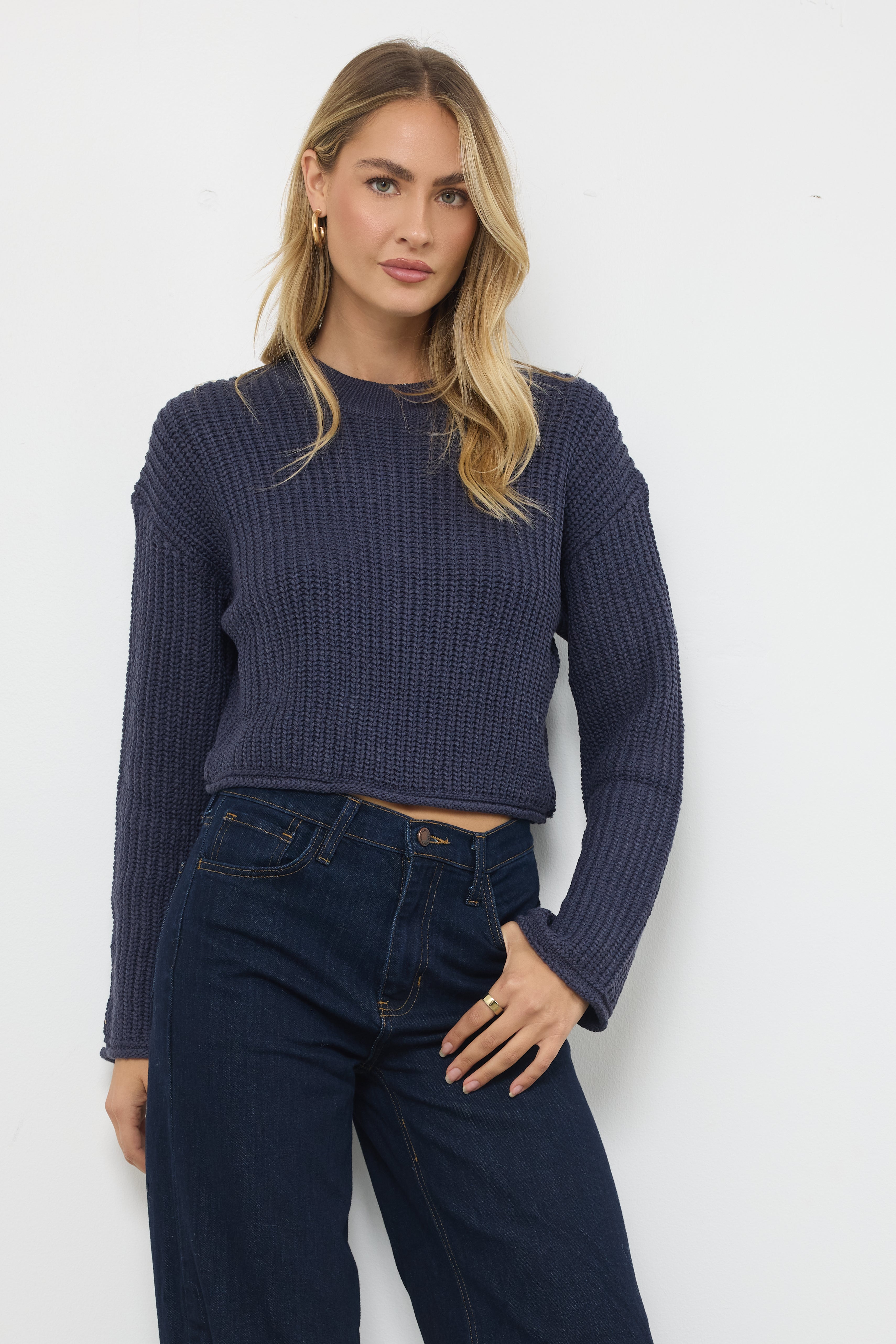 Crystal Egg Navy Knit Top
