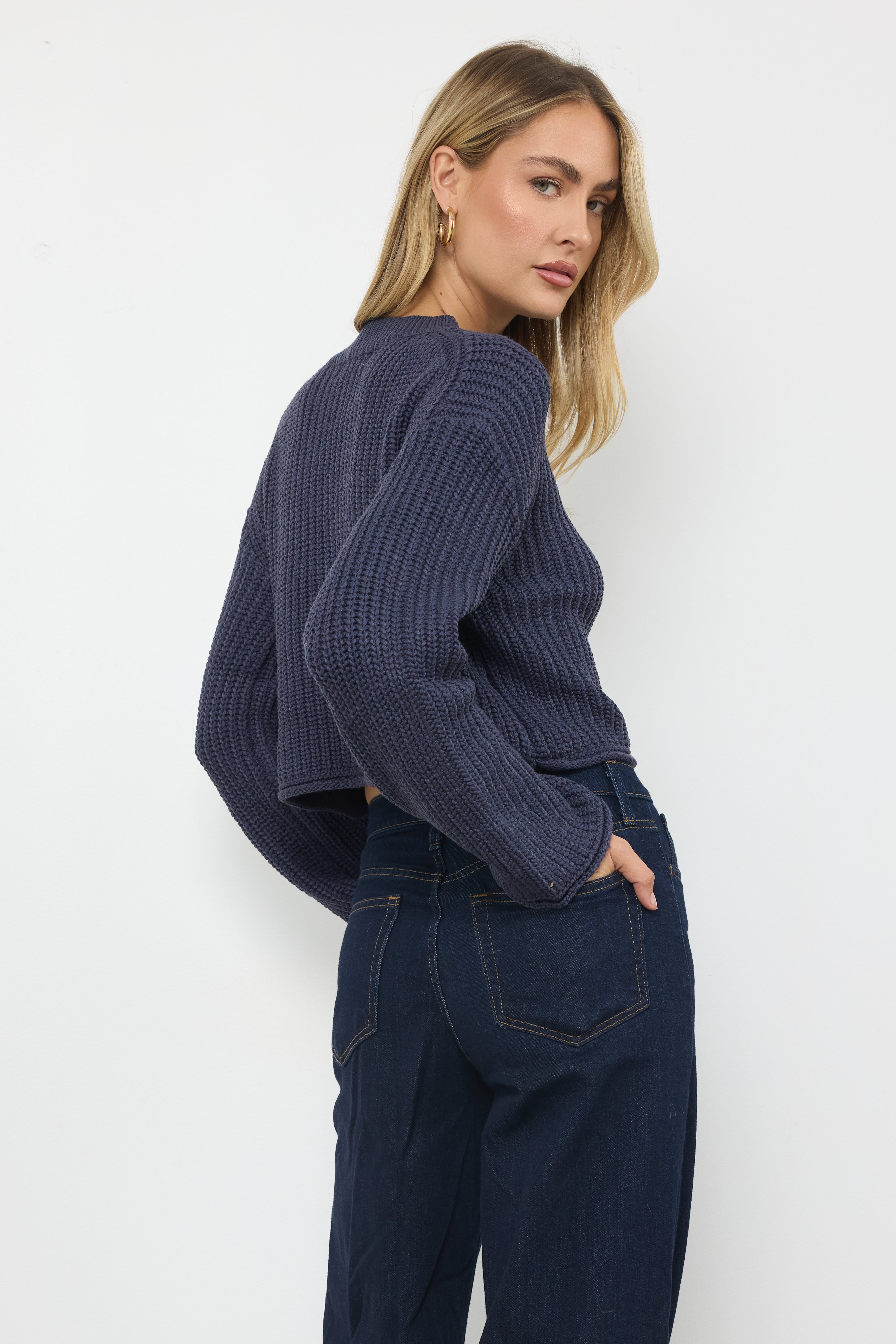 Crystal Egg Navy Knit Top