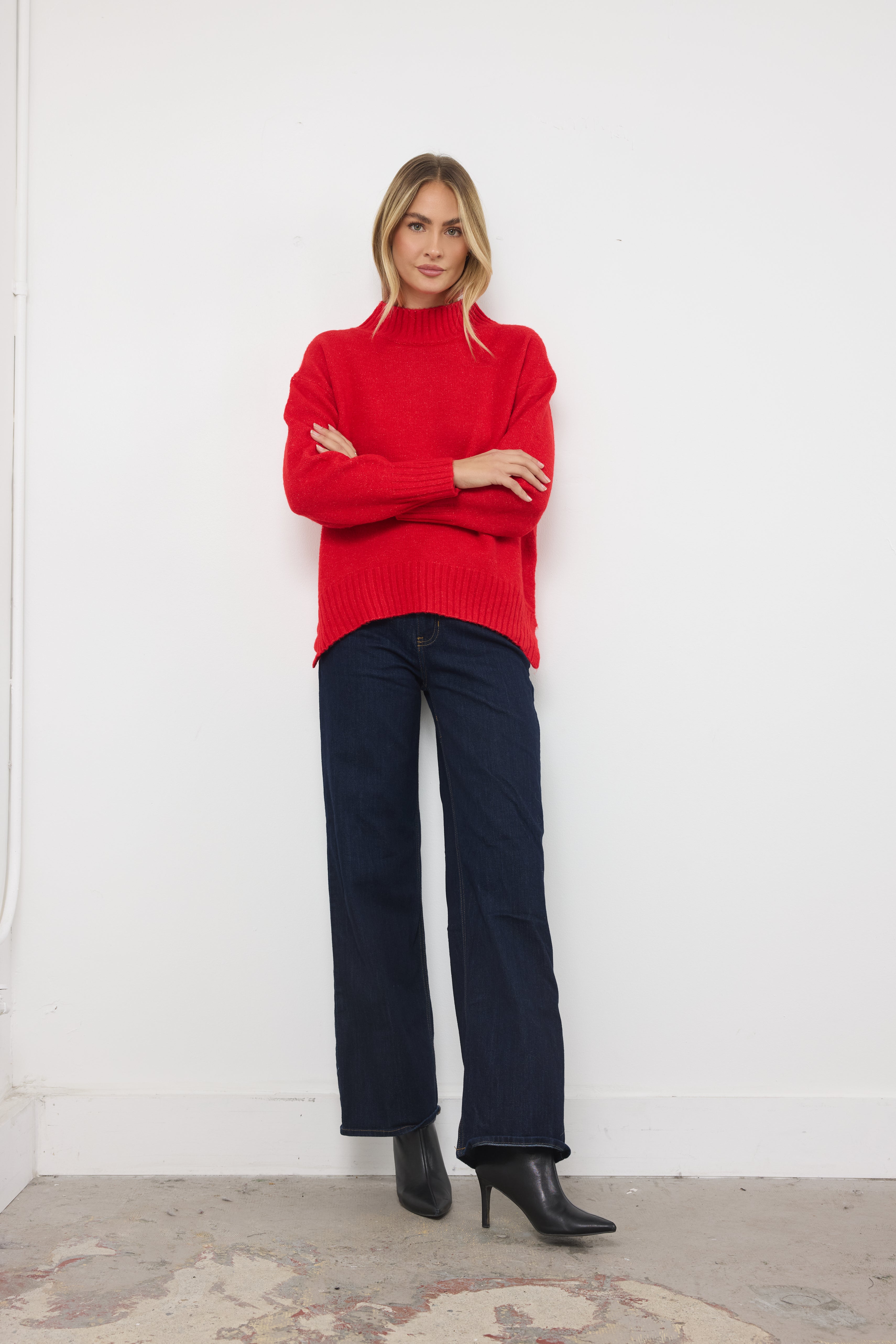 Moving Mountains Red Knit Top