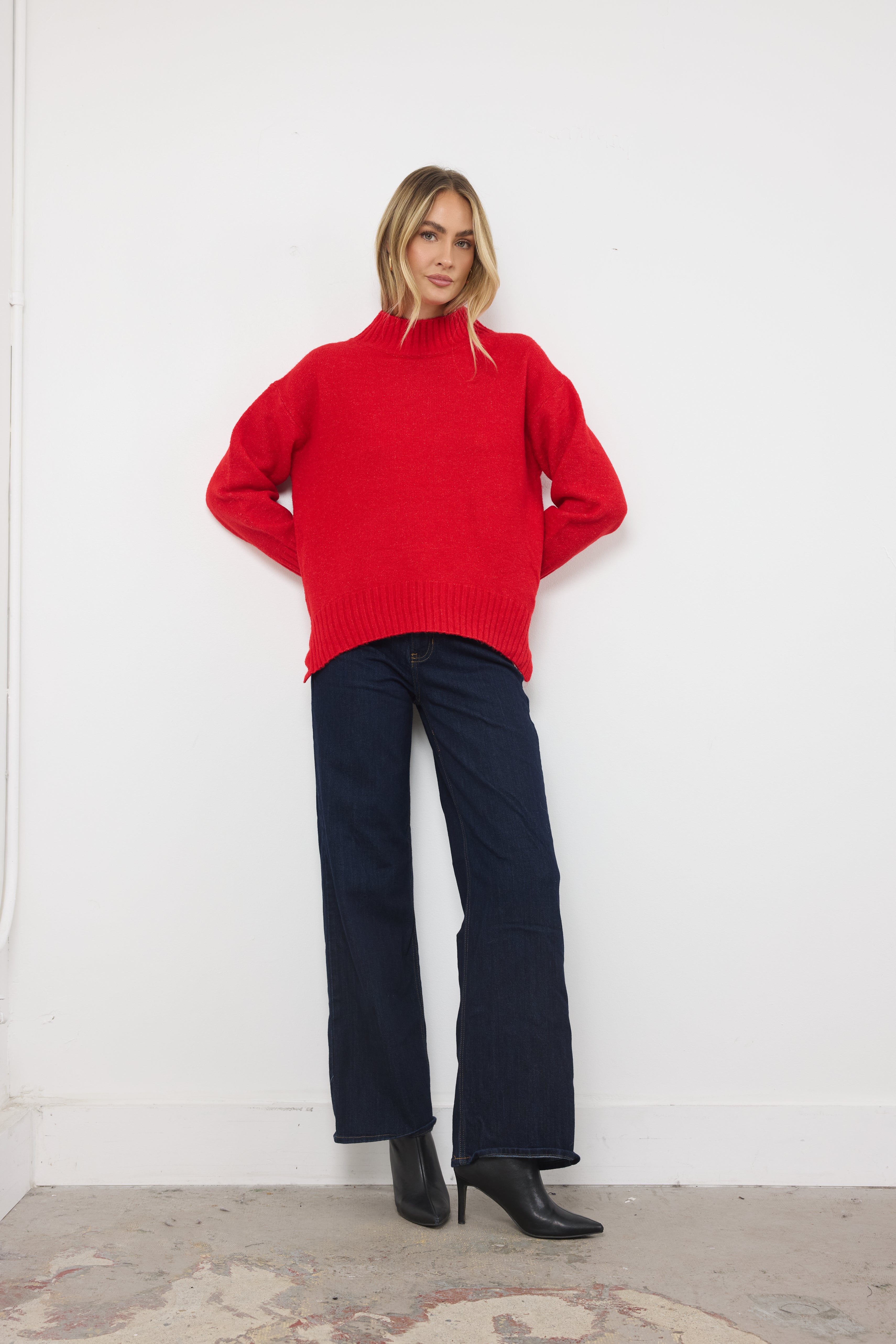 Moving Mountains Red Knit Top