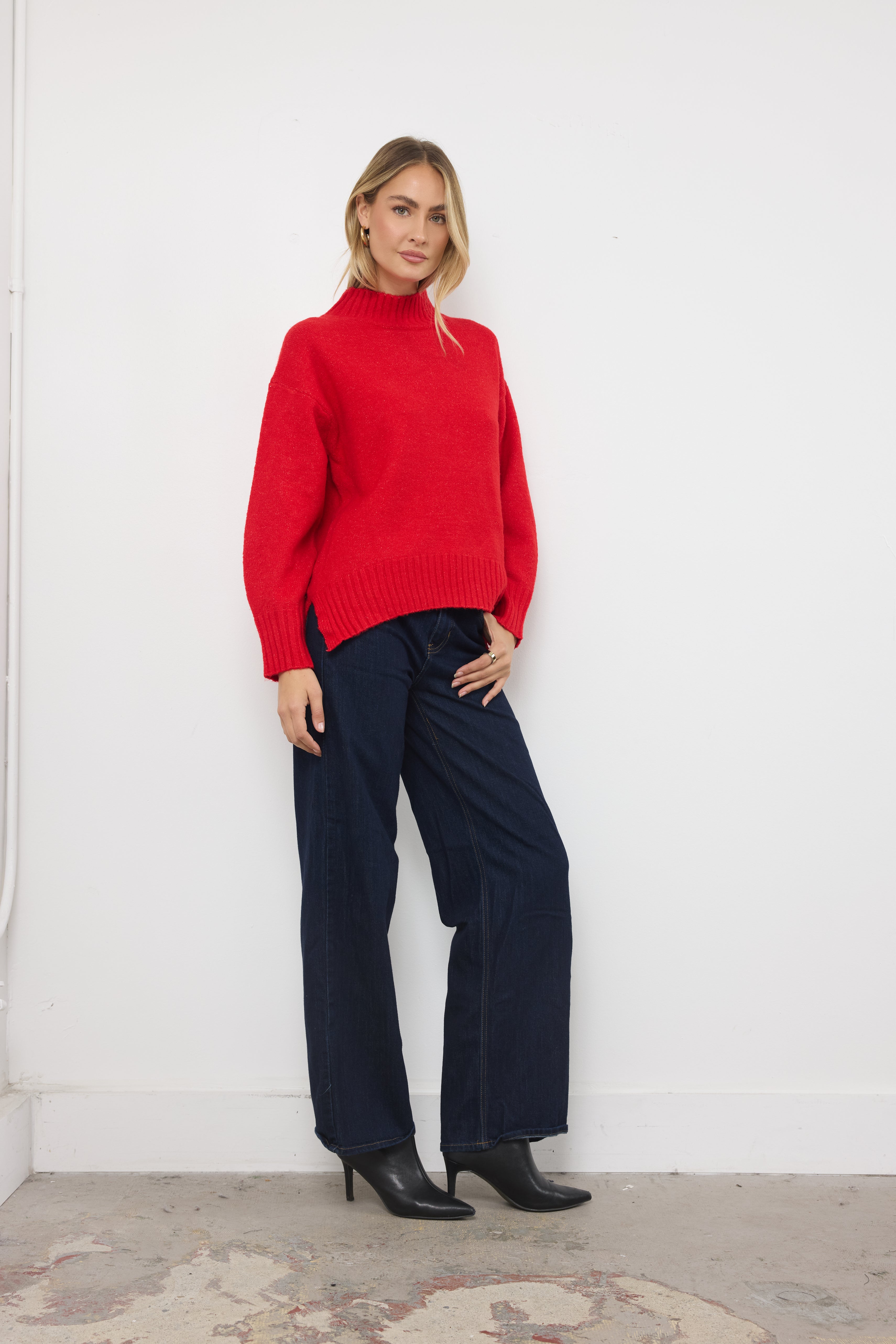 Moving Mountains Red Knit Top