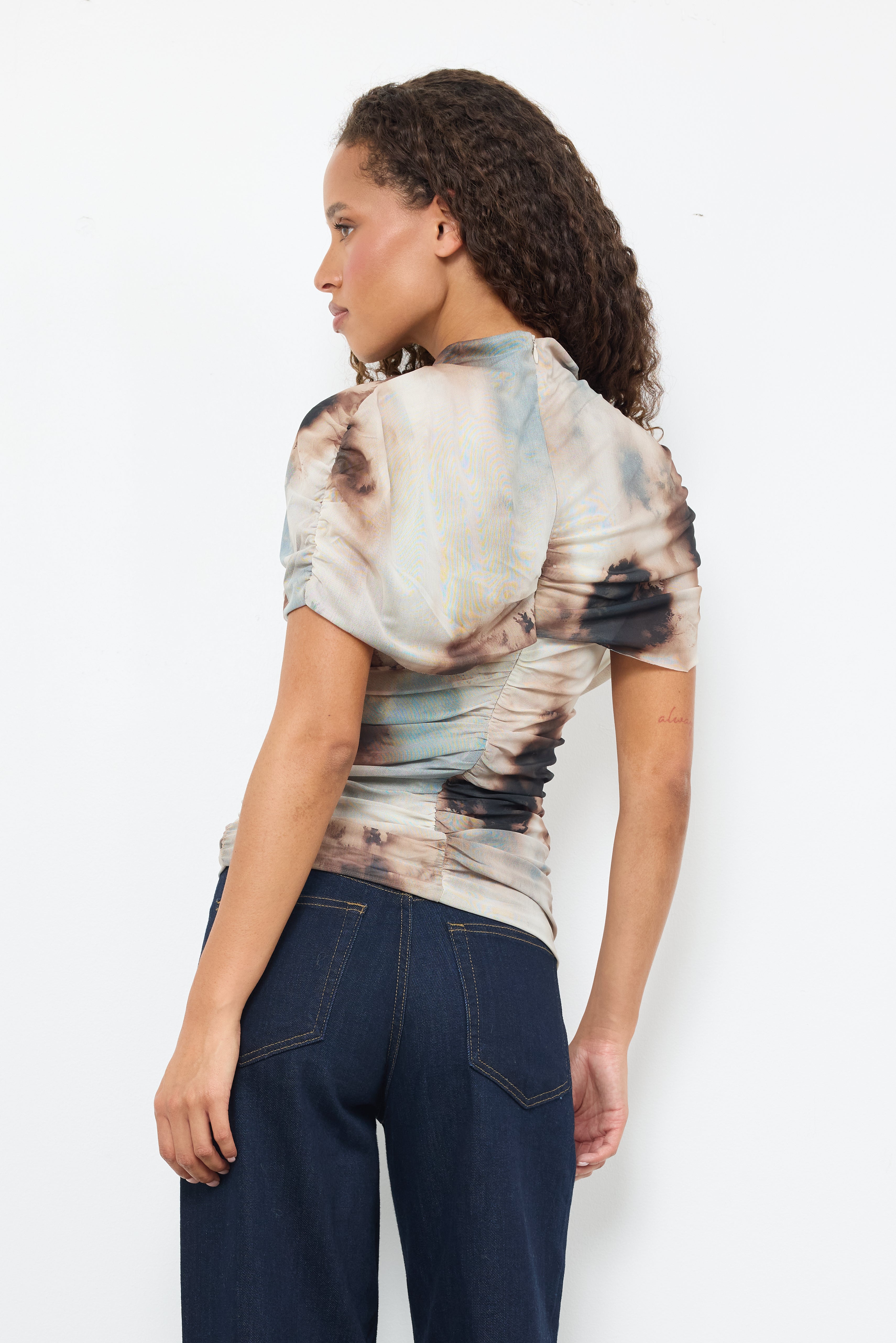 Live Without Me Brown Printed Top