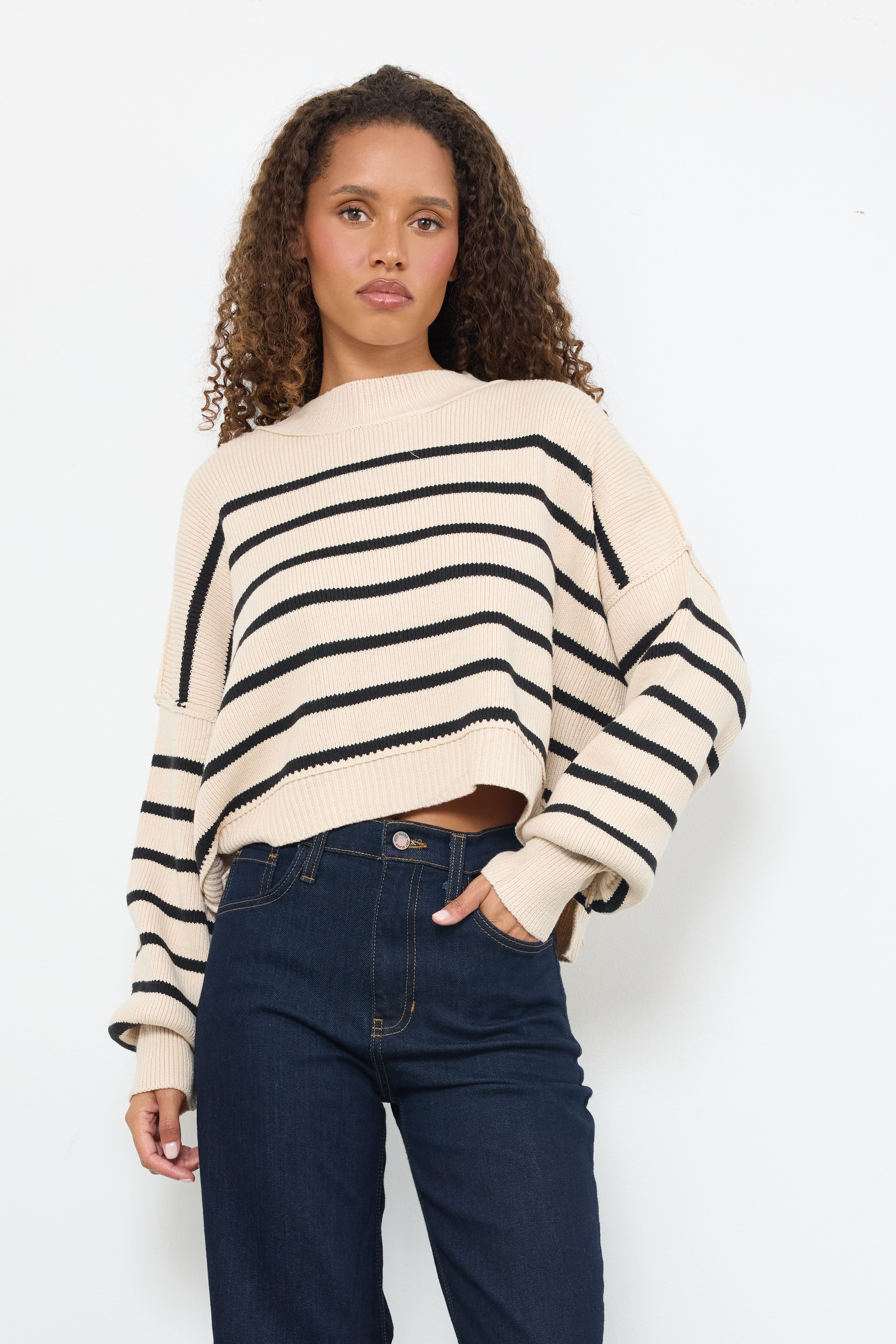 Outer Banks Khaki/Black Knit Top