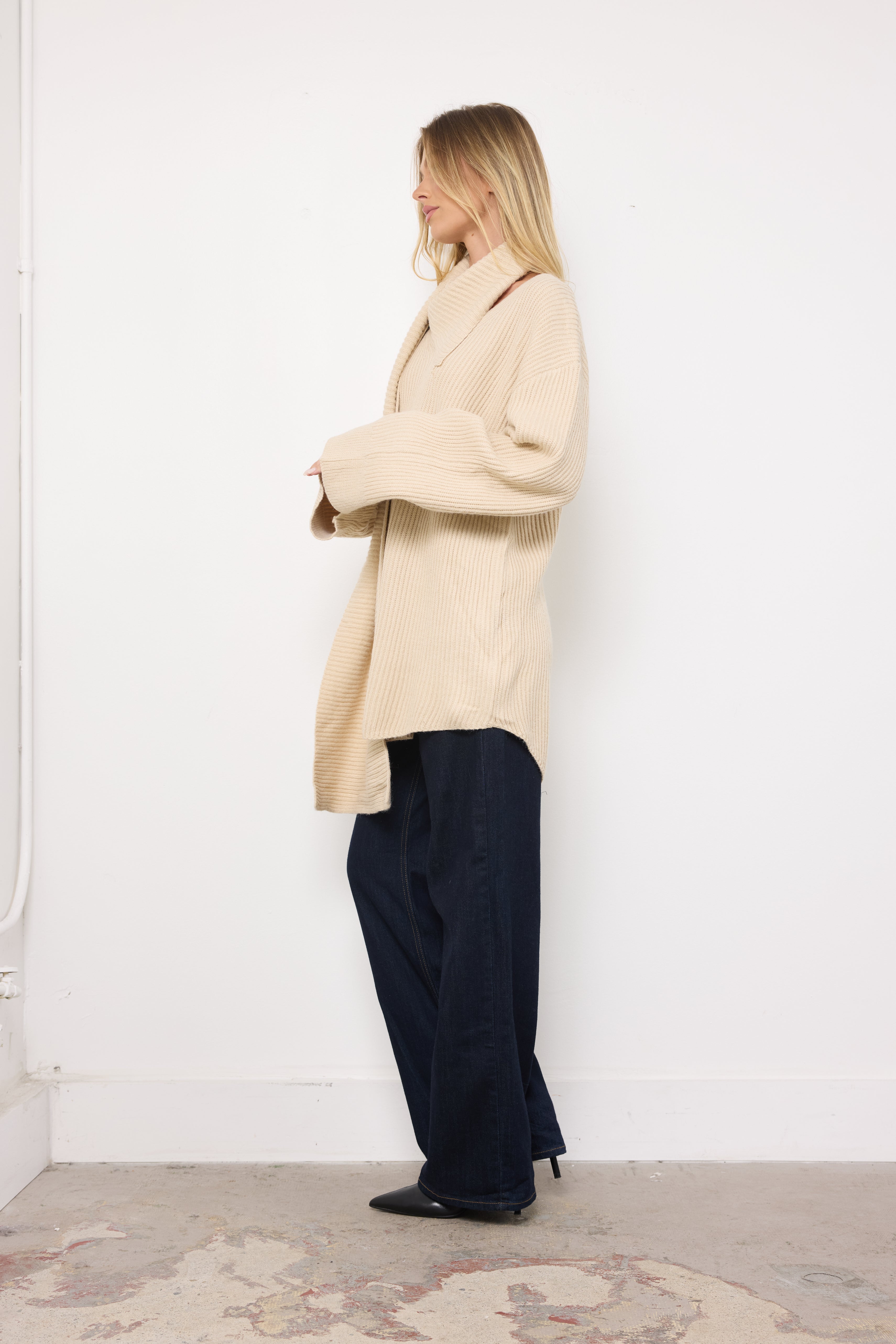 High Heels on Cobblestones Bone Knit Top