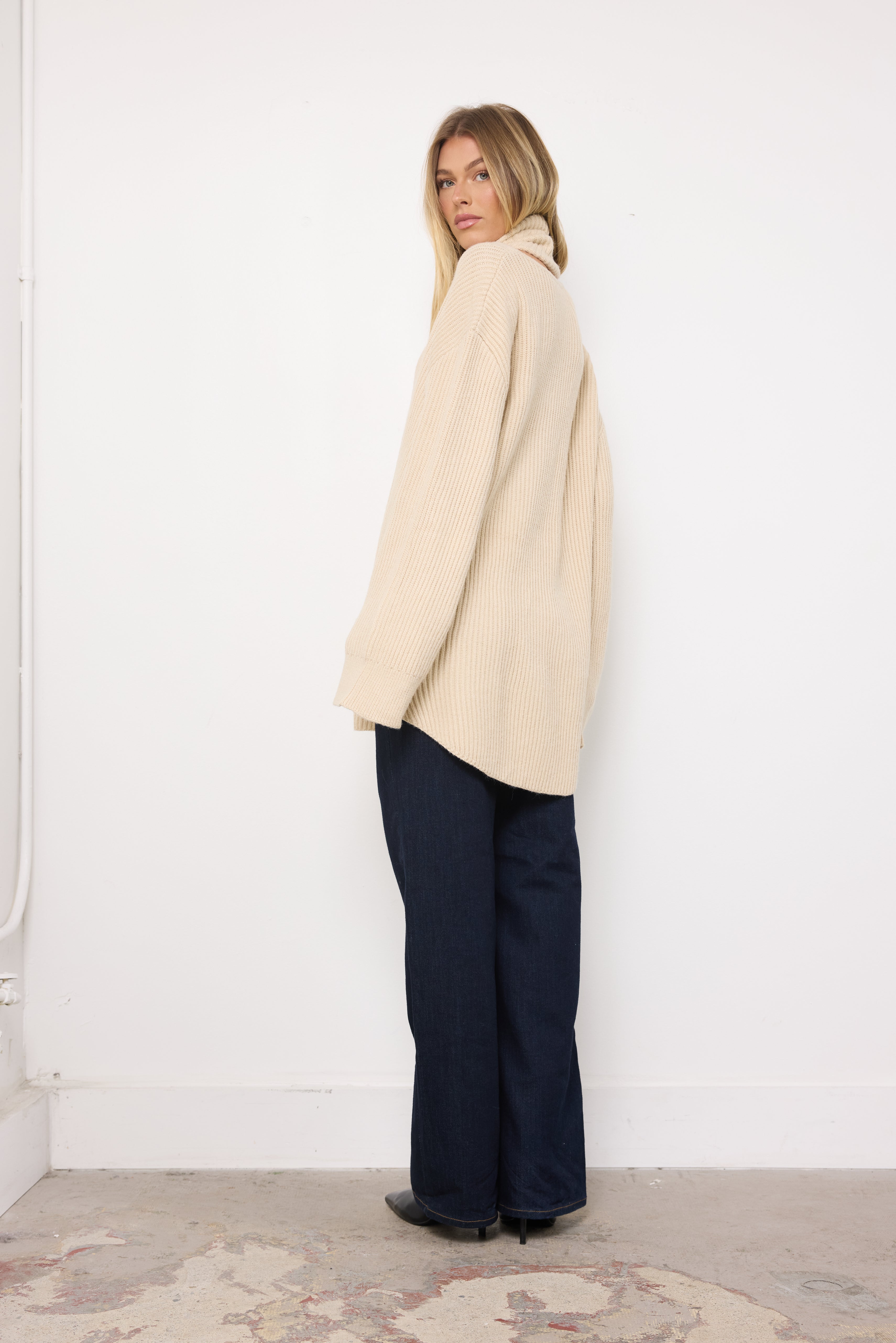 High Heels on Cobblestones Bone Knit Top