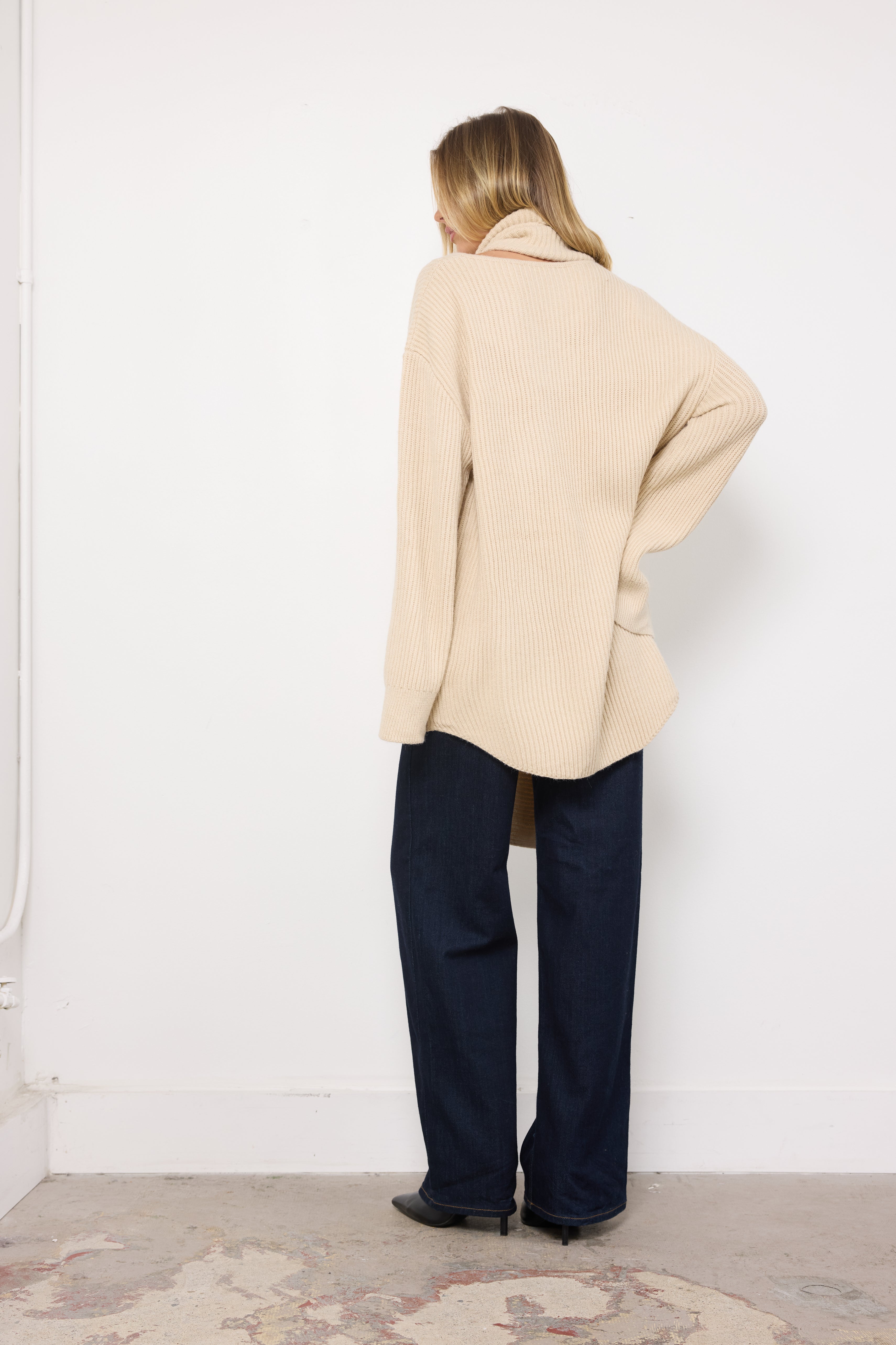 High Heels on Cobblestones Bone Knit Top