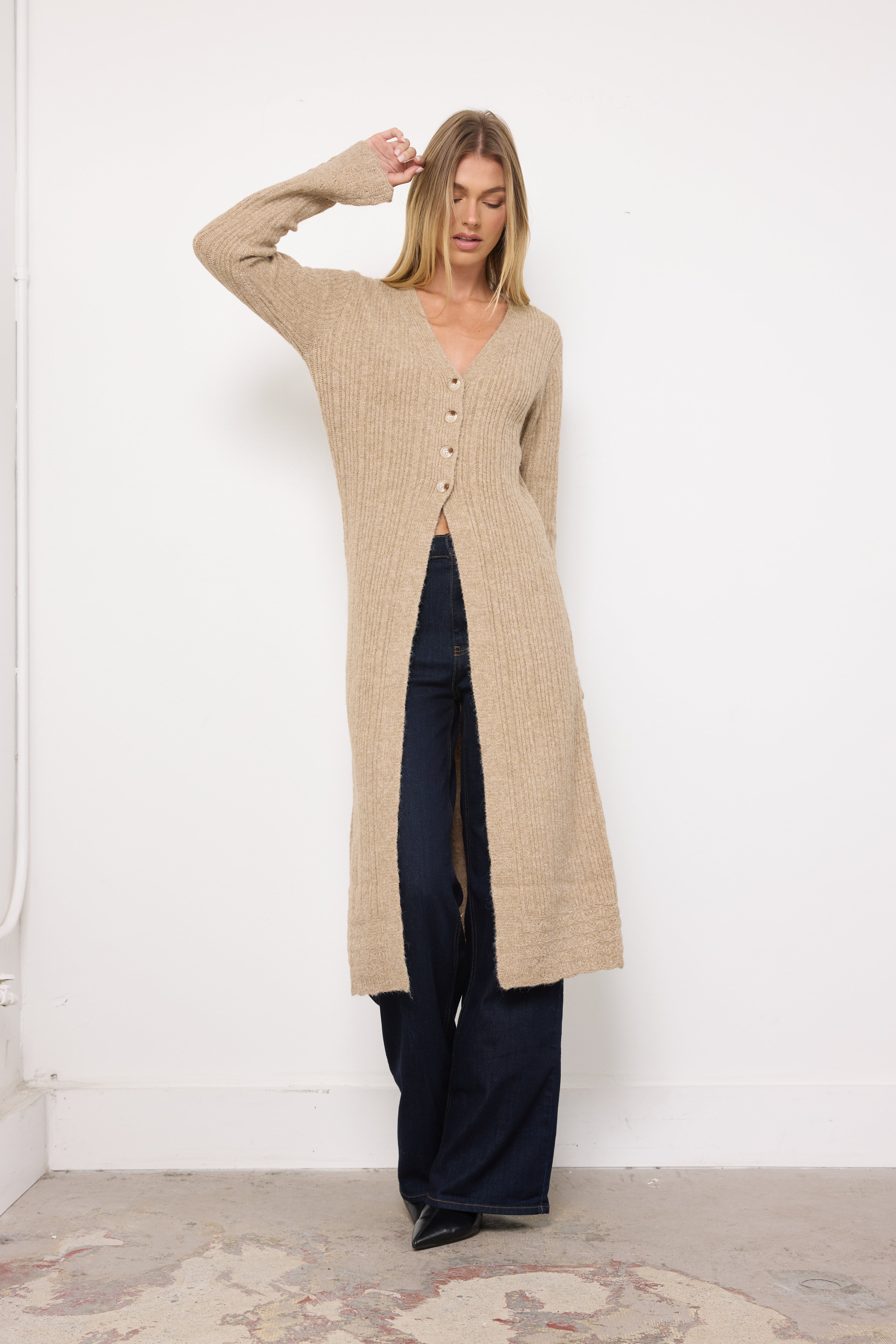 Cozy Corner Taupe Knit Top